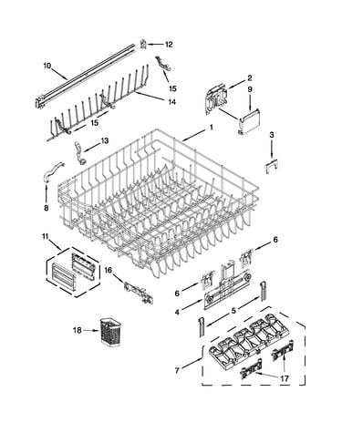 Upper rack and track parts