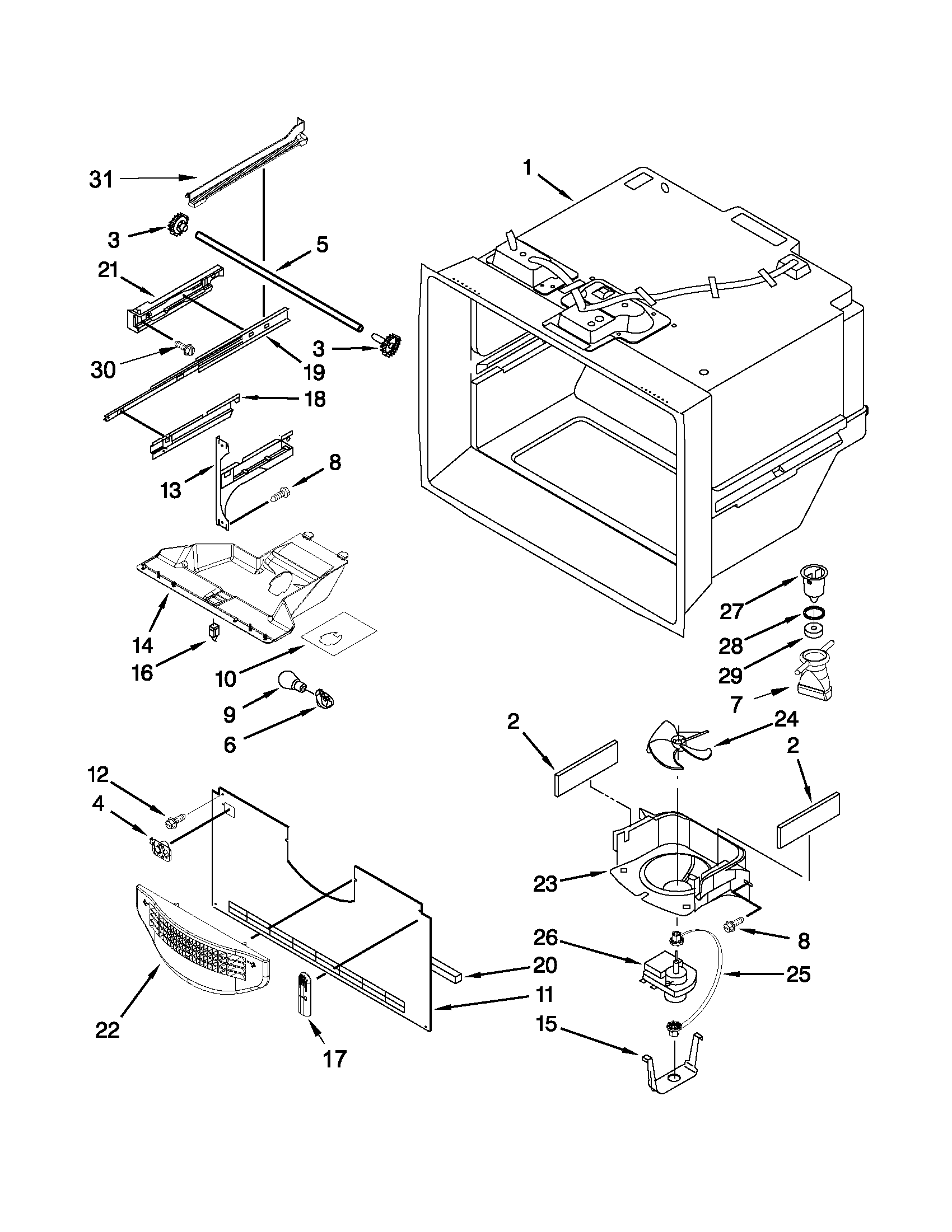 Freezer liner parts