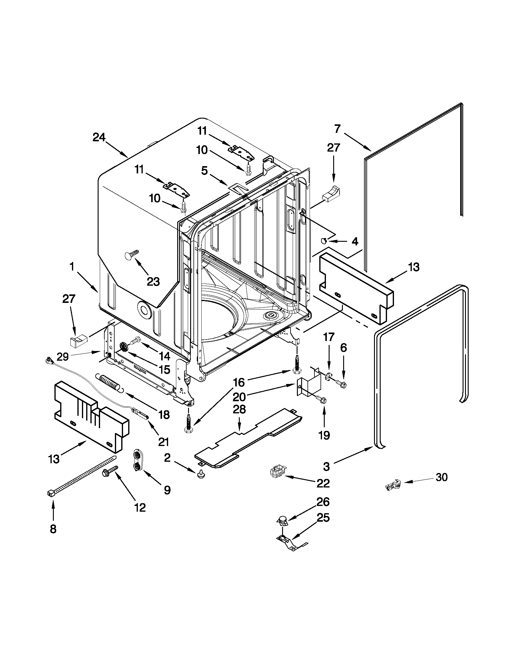 TUB AND FRAME PARTS