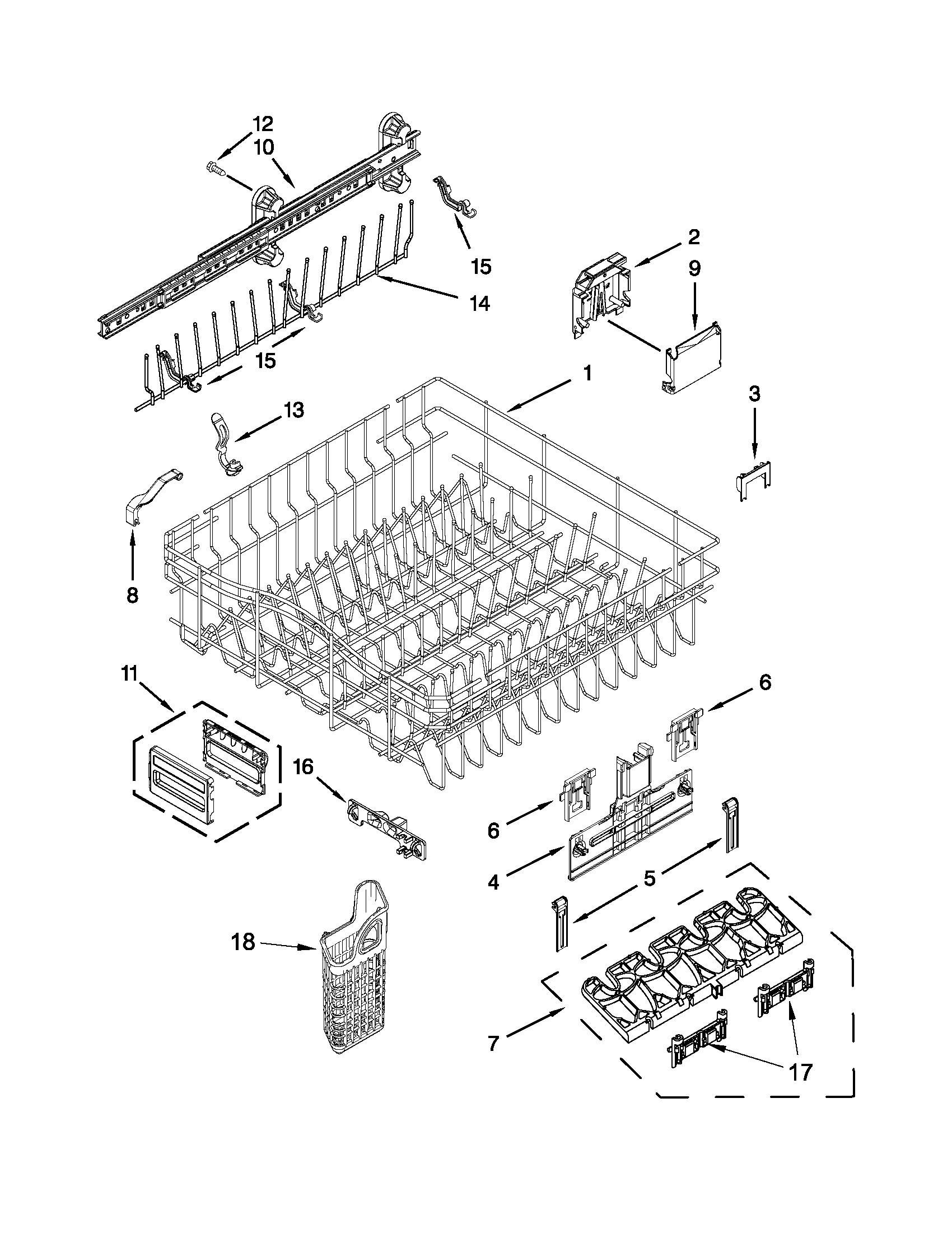 UPPER RACK AND TRACK PARTS