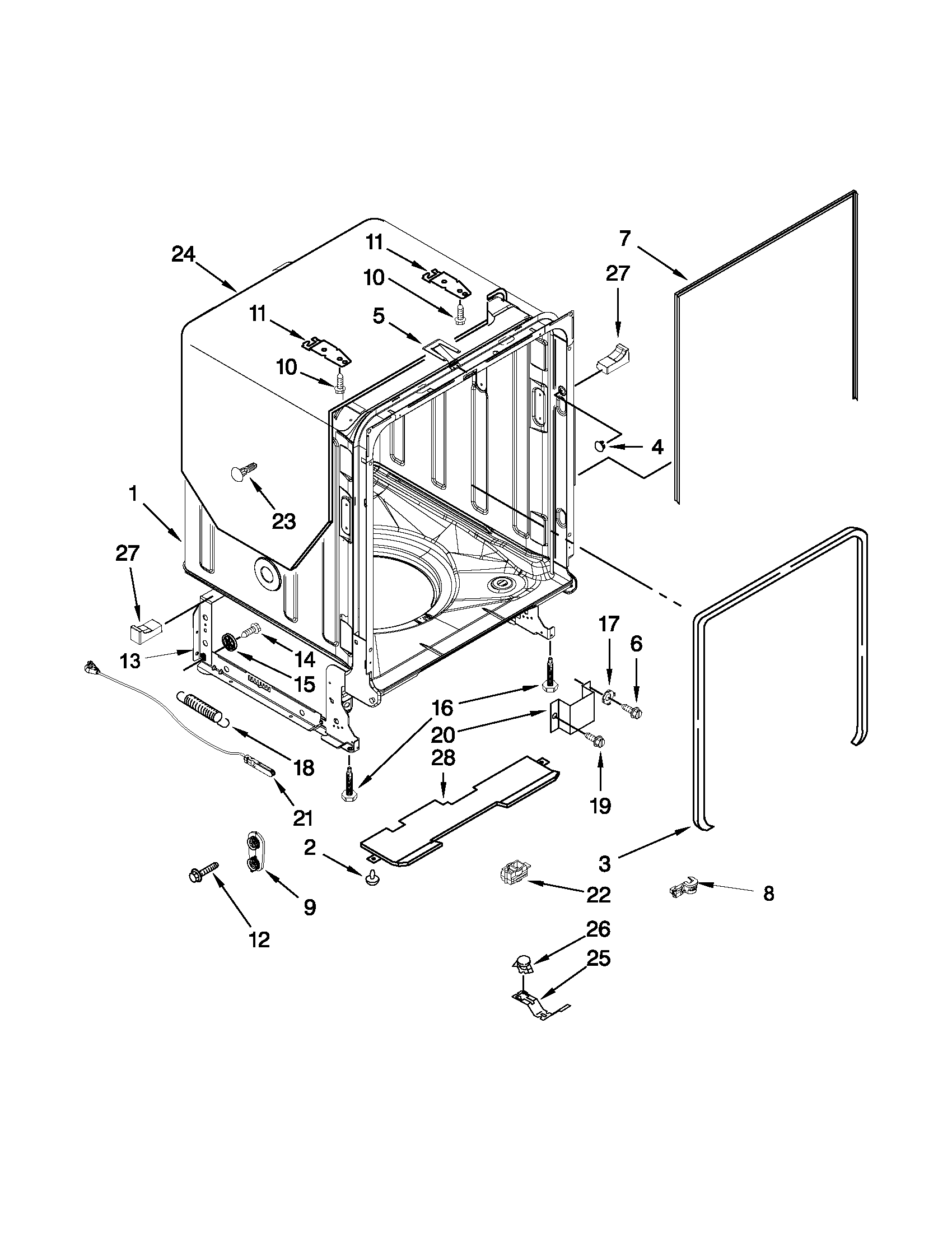 TUB AND FRAME PARTS