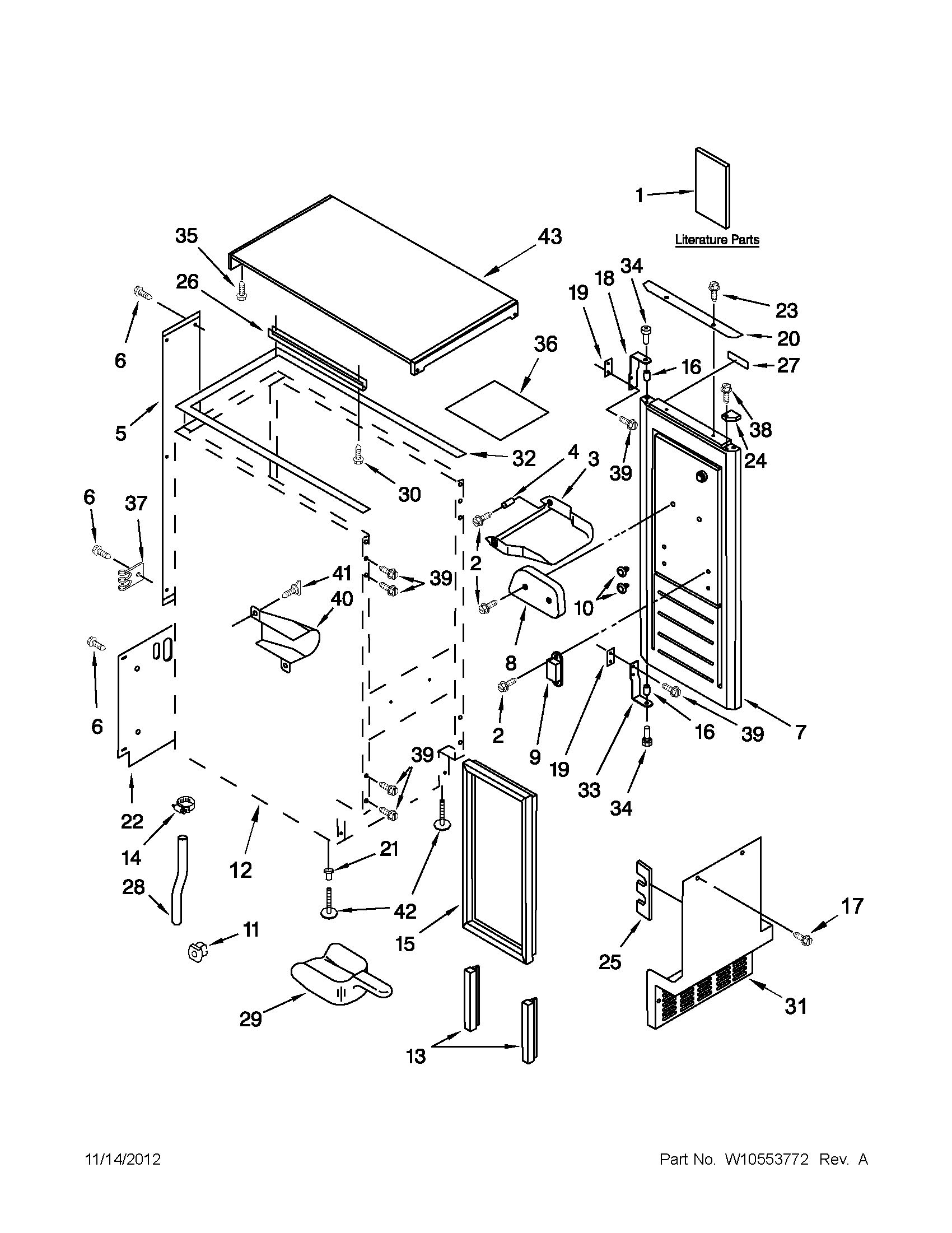 Cabinet, door and liner parts