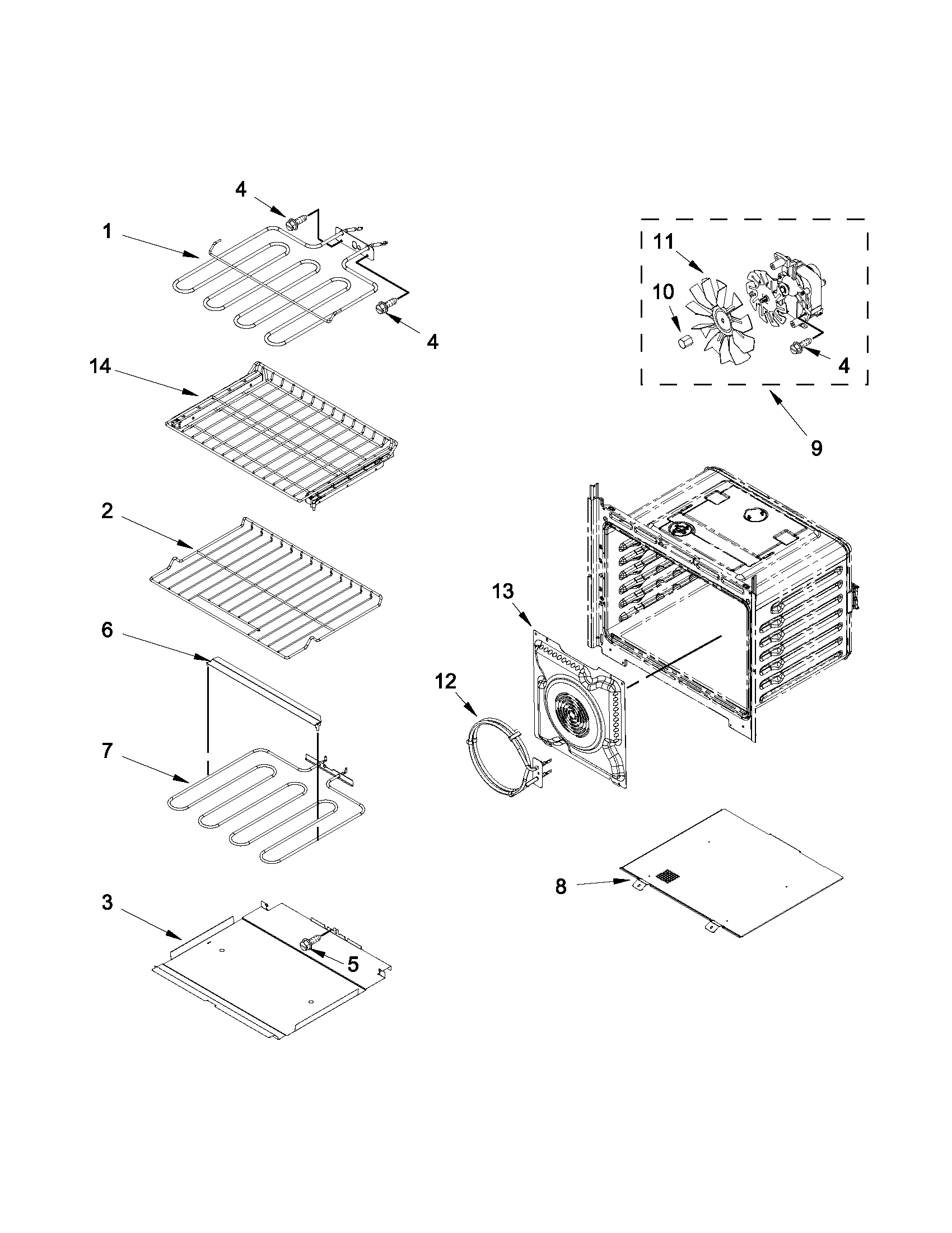 Internal oven parts