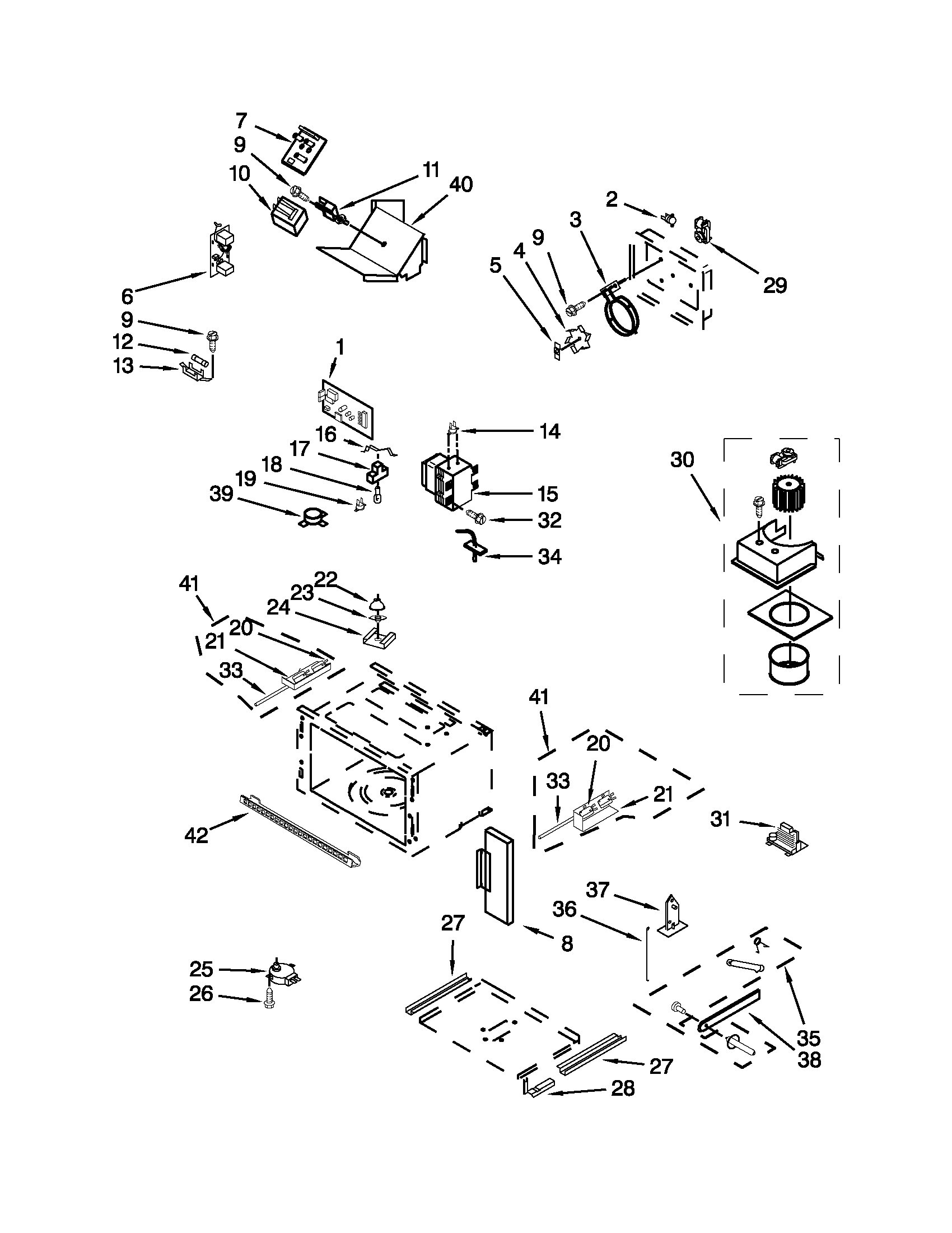 Cabinet and stirrer parts