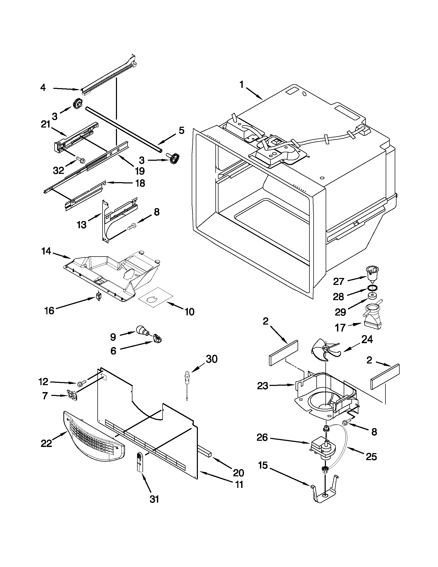 Freezer liner parts