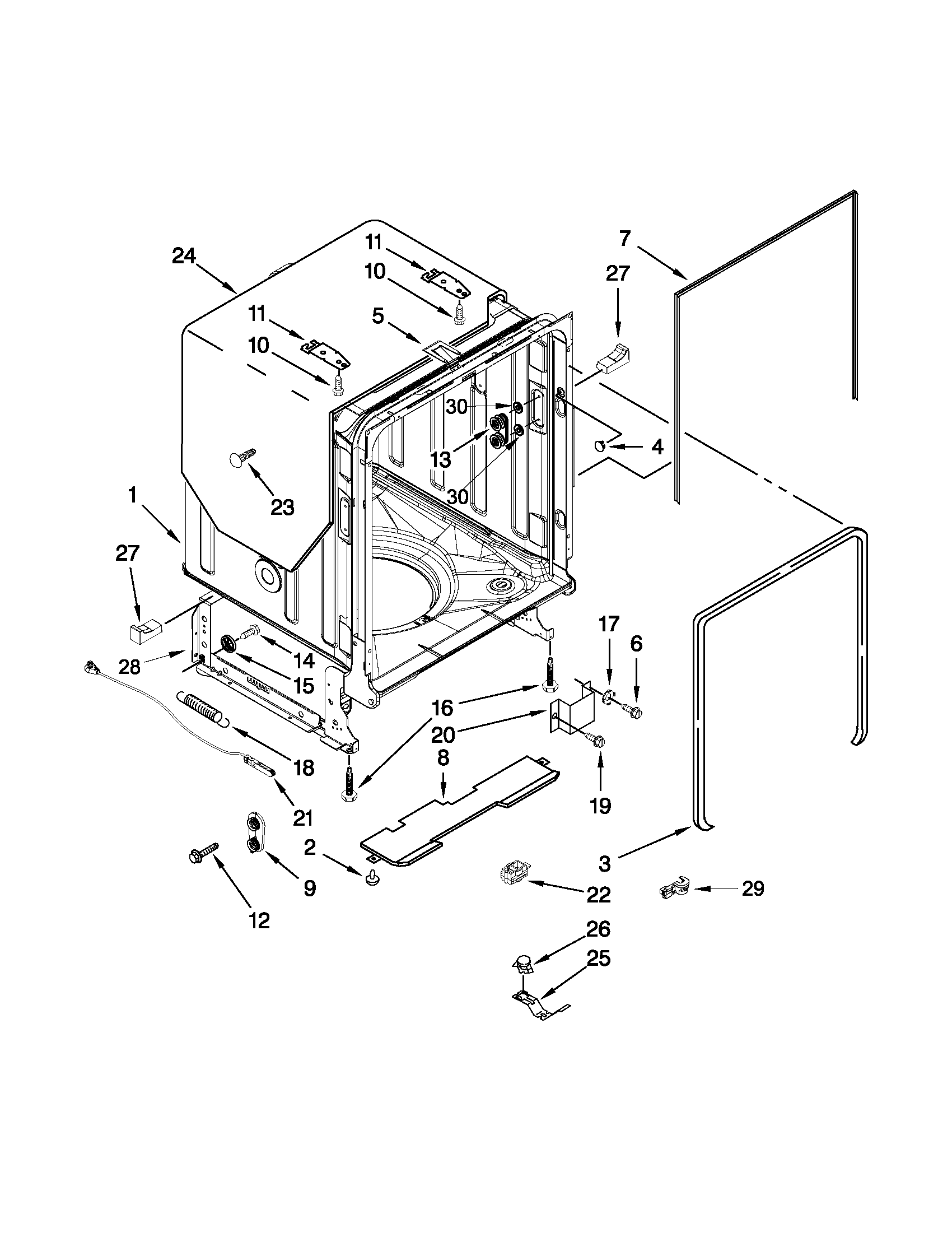 TUB AND FRAME PARTS