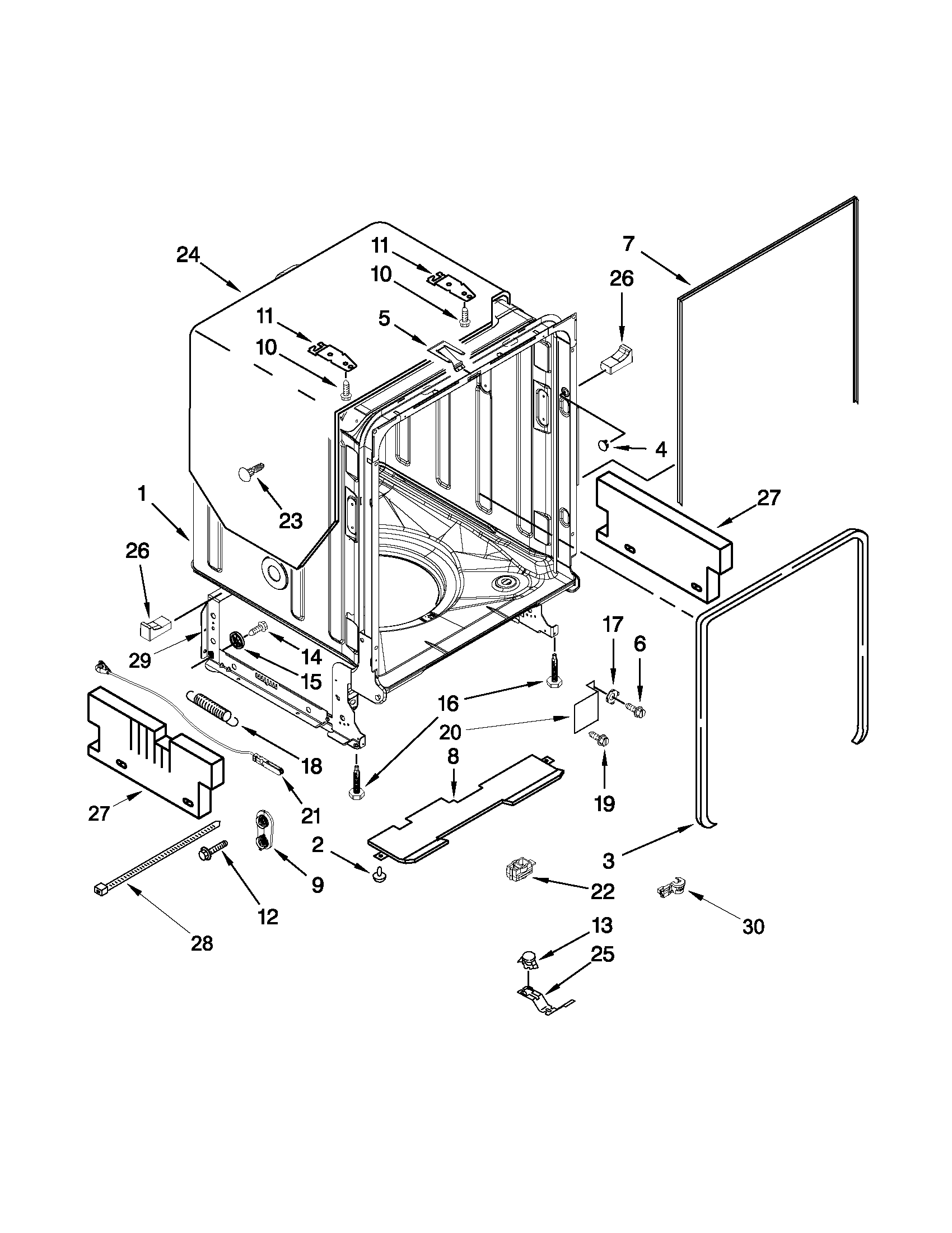 Tub and frame parts