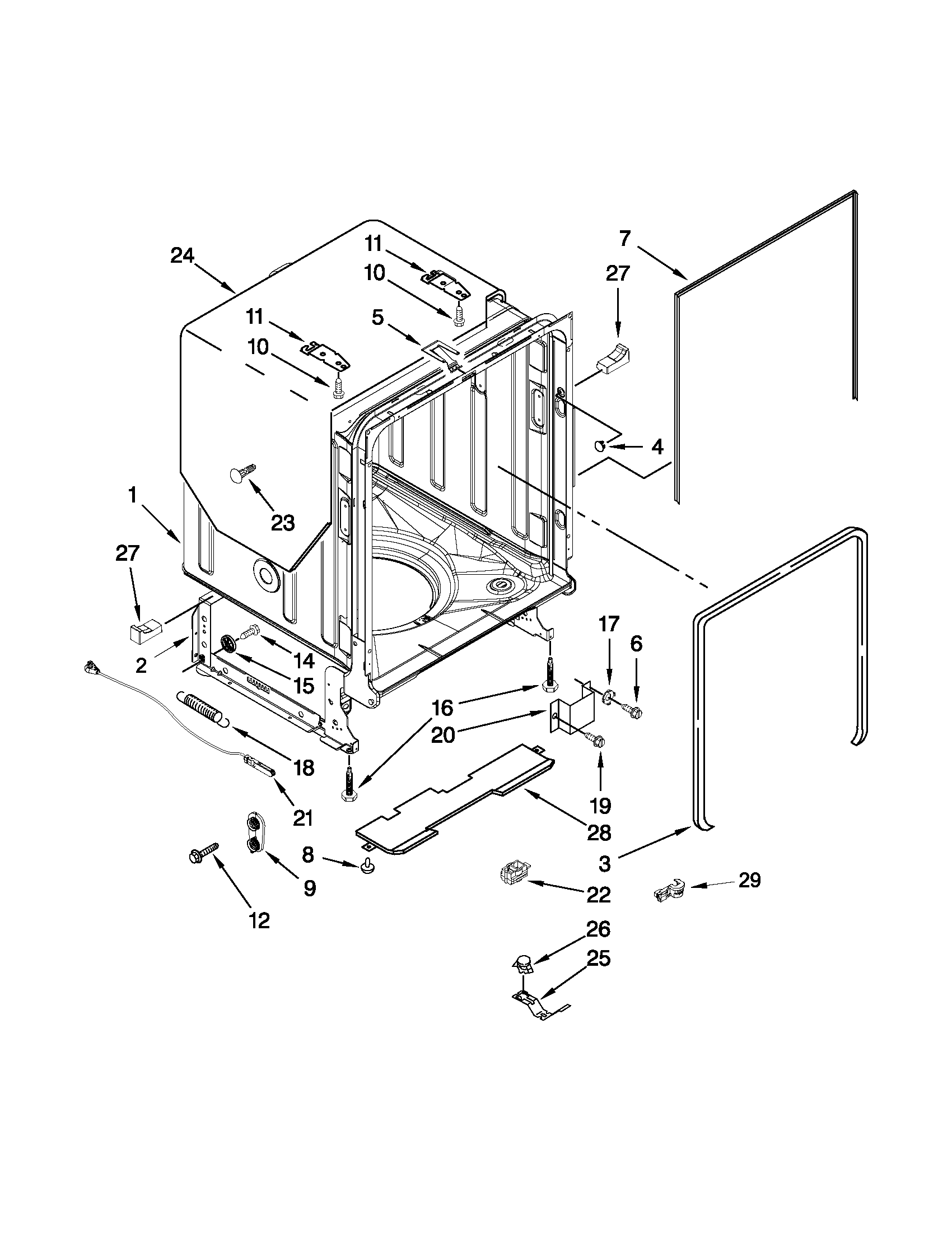 Tub and frame parts