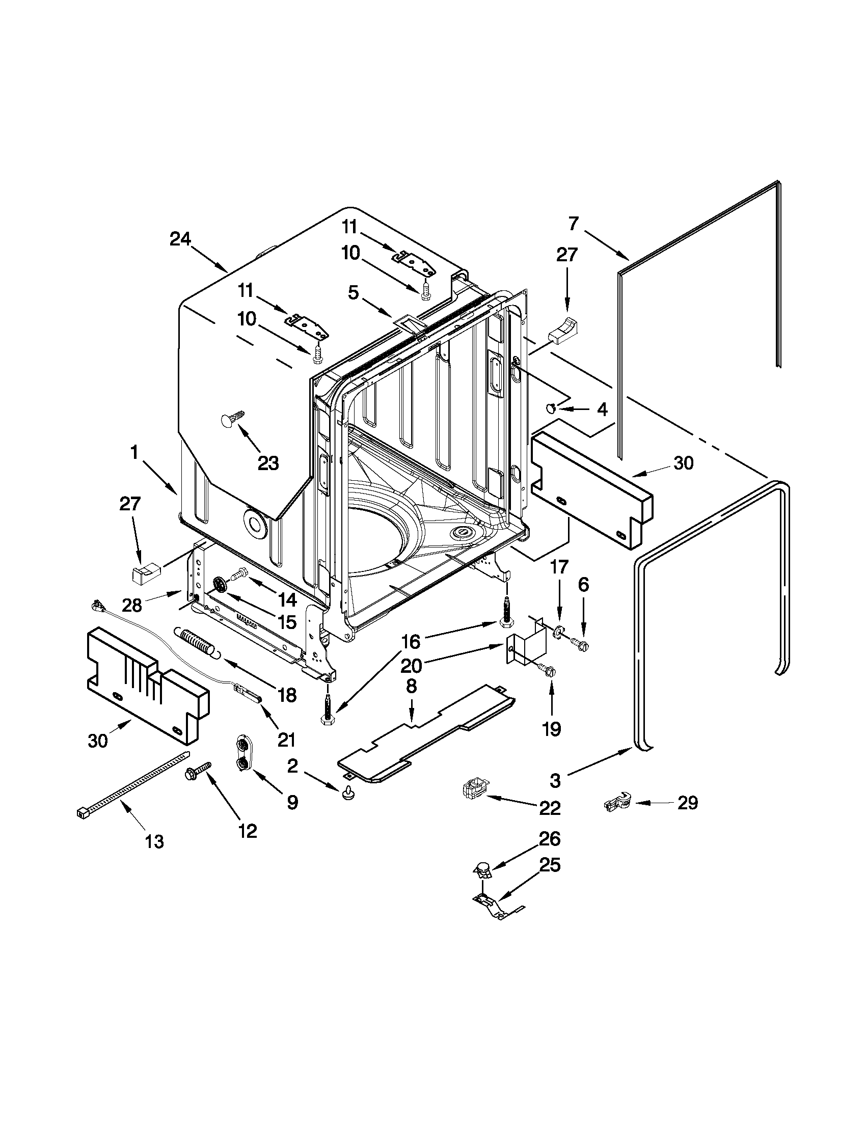 Tub and frame parts