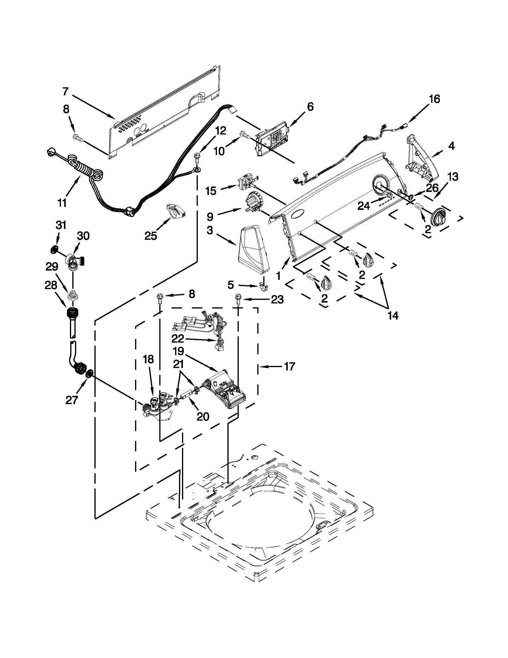 Controls and water inlet parts
