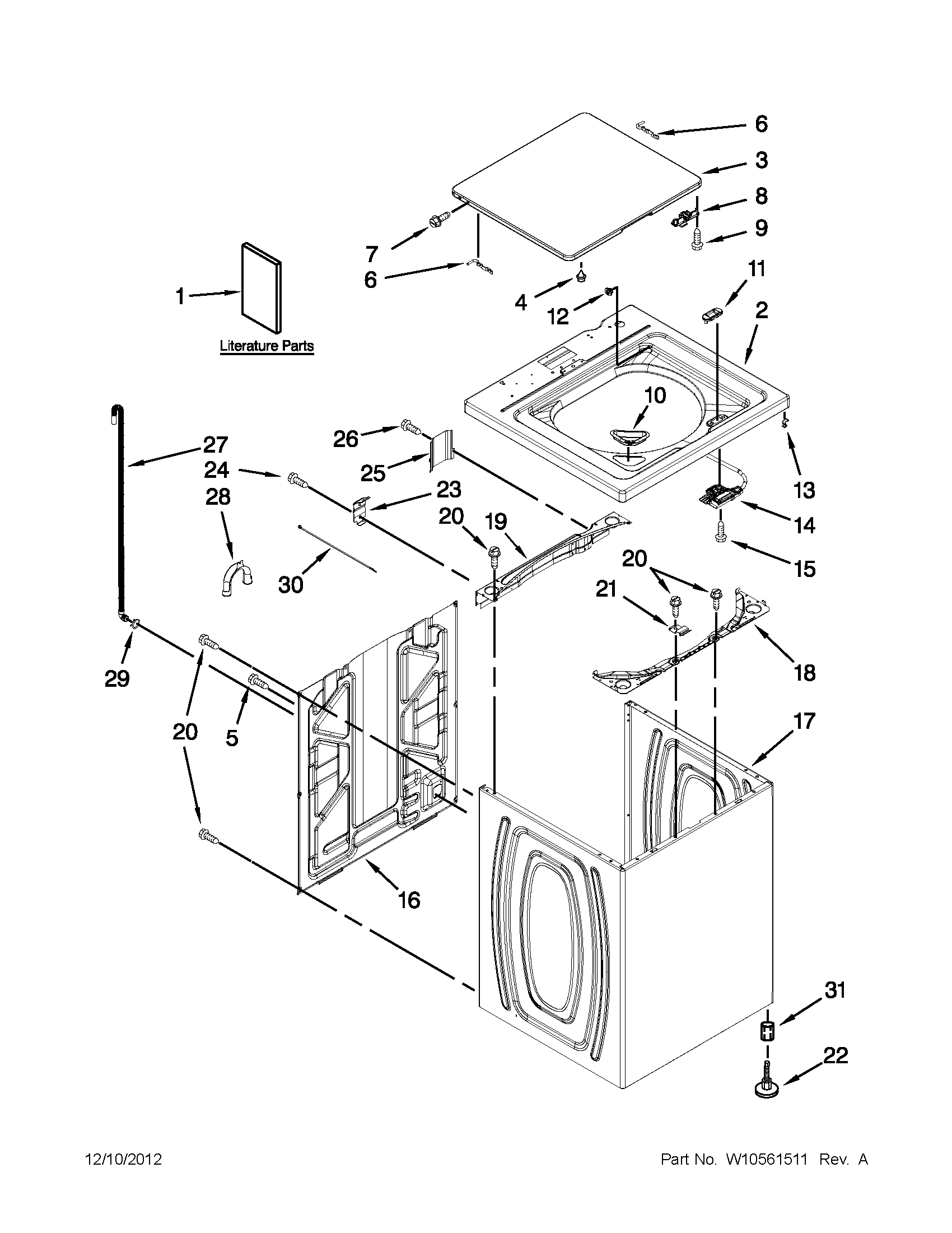 Top and cabinet parts