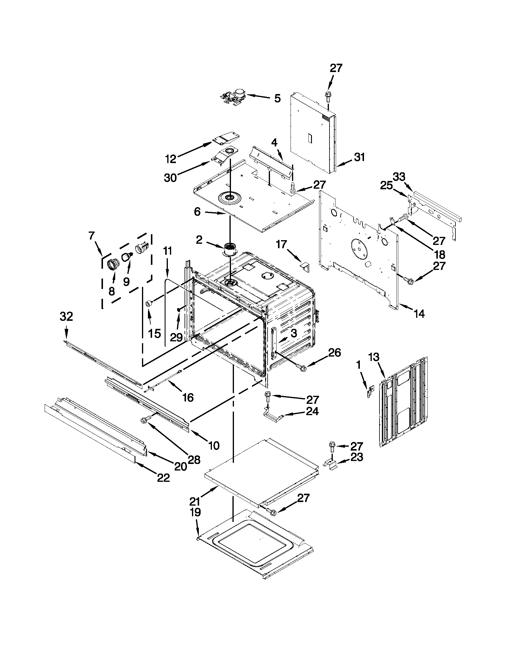 Upper oven parts