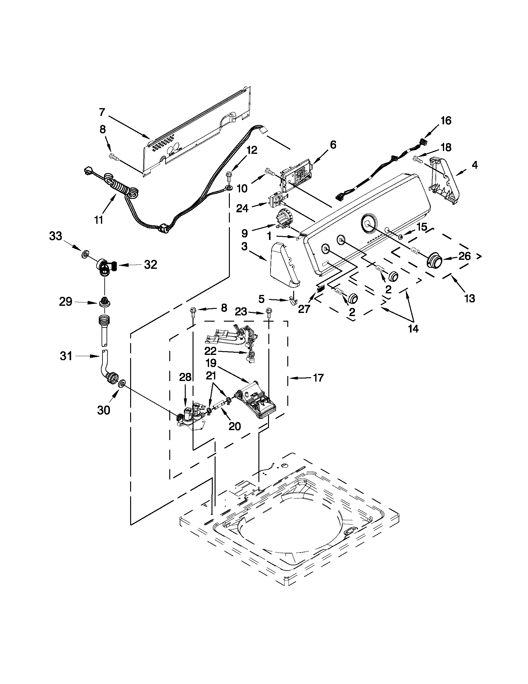 Controls and water inlet parts