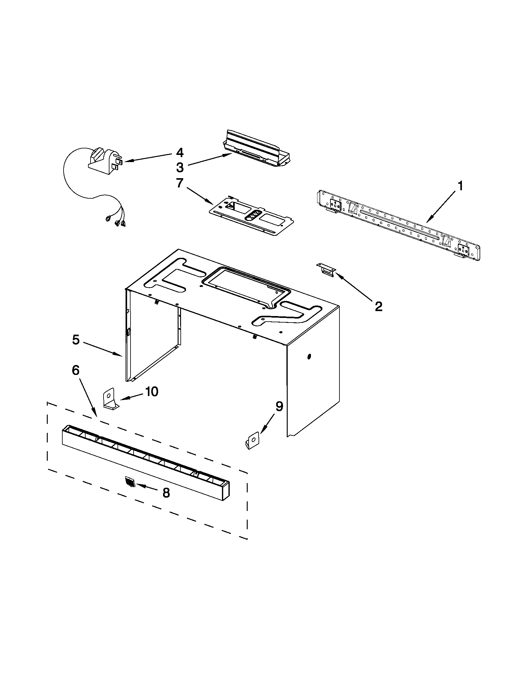 Cabinet and installation parts