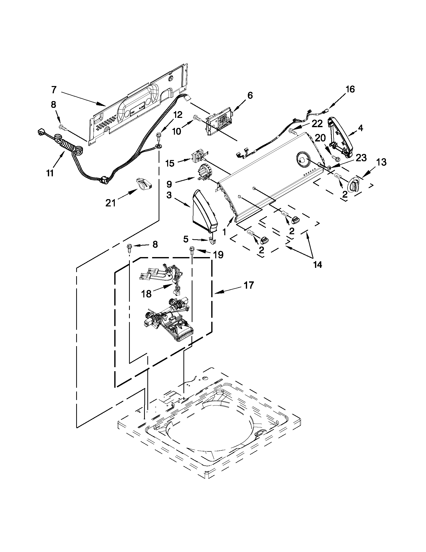 Controls and water inlet parts