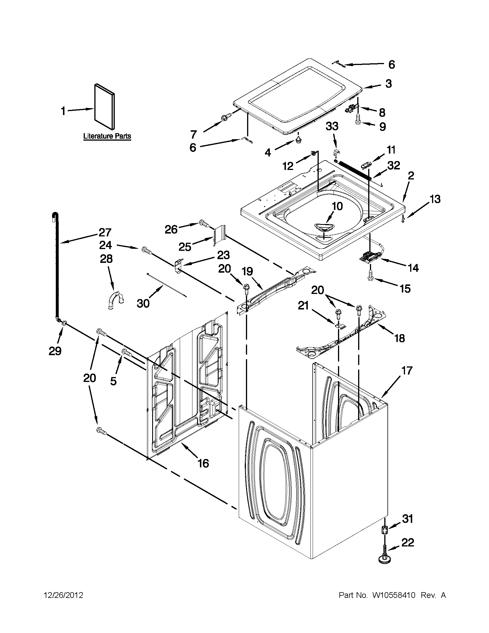 Top and cabinet parts