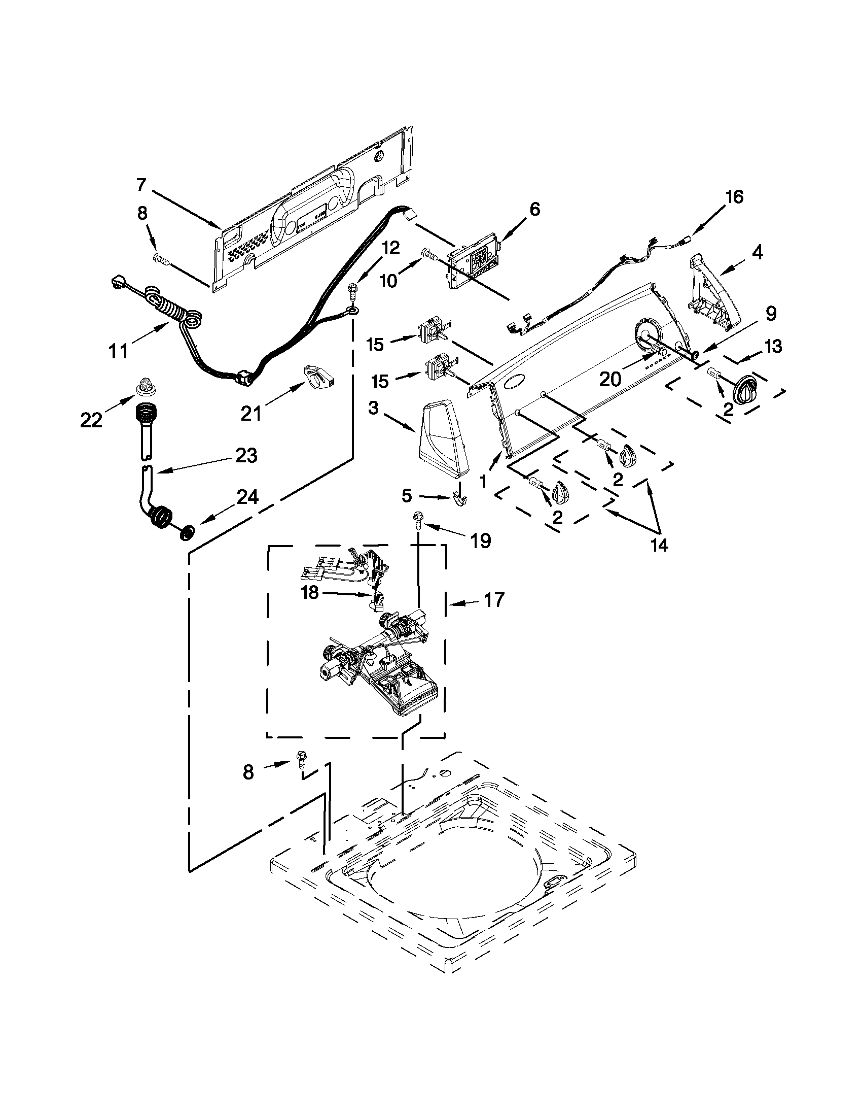 Controls and water inlet parts