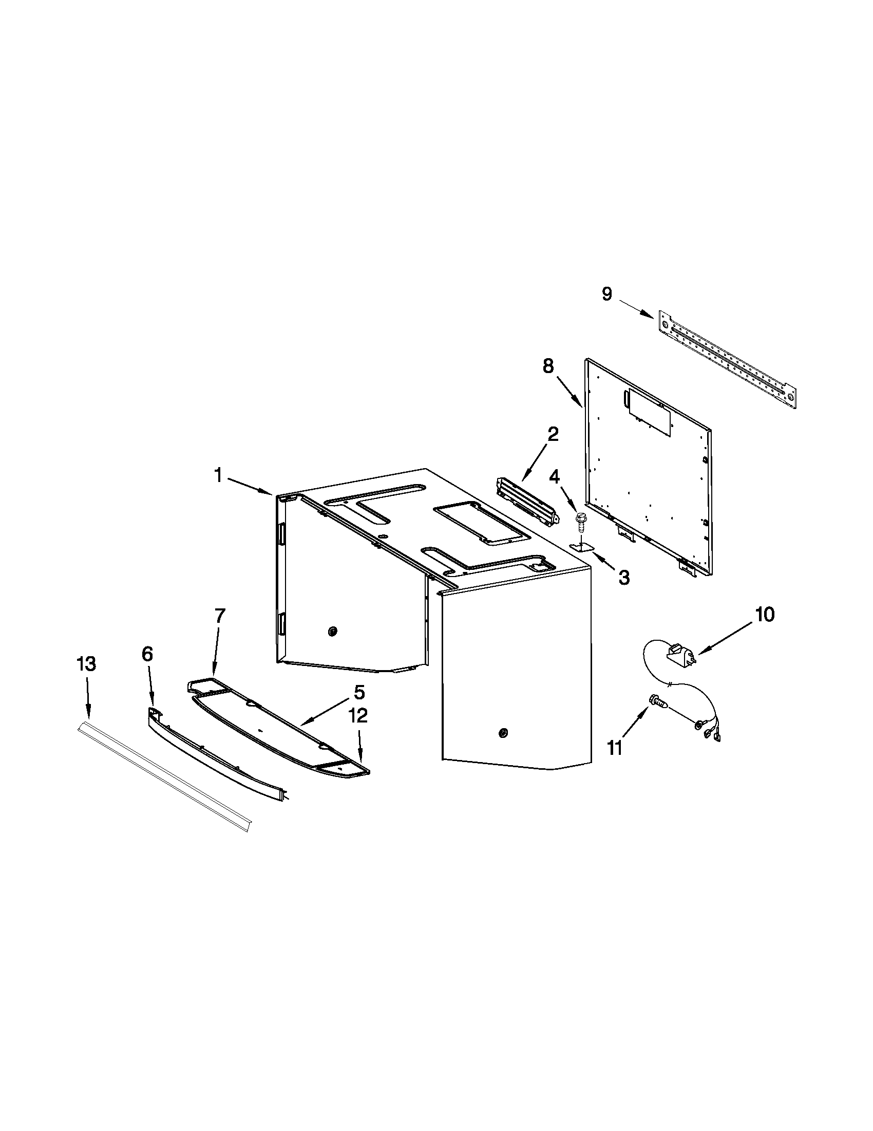 Cabinet and installation parts