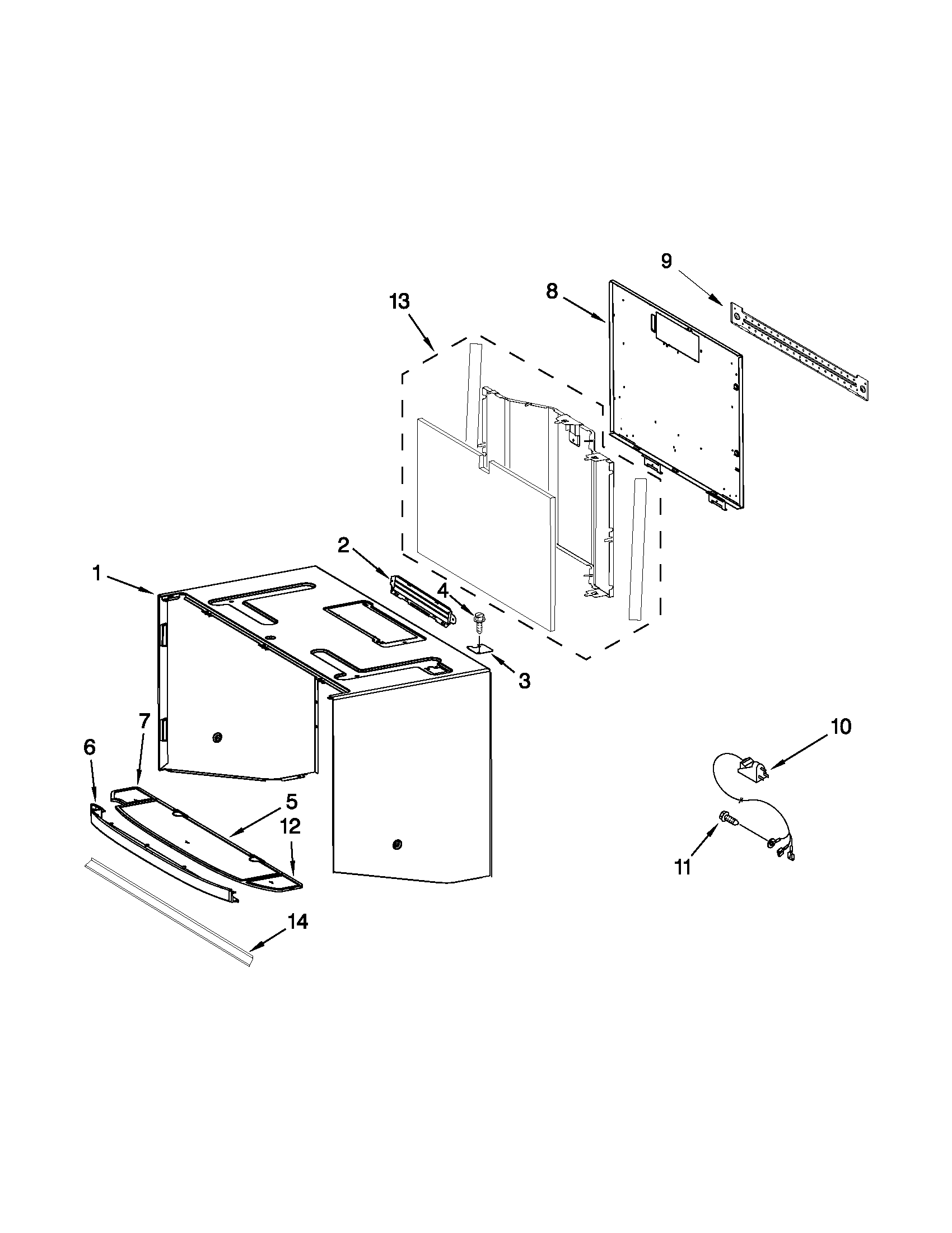 Cabinet and installation parts