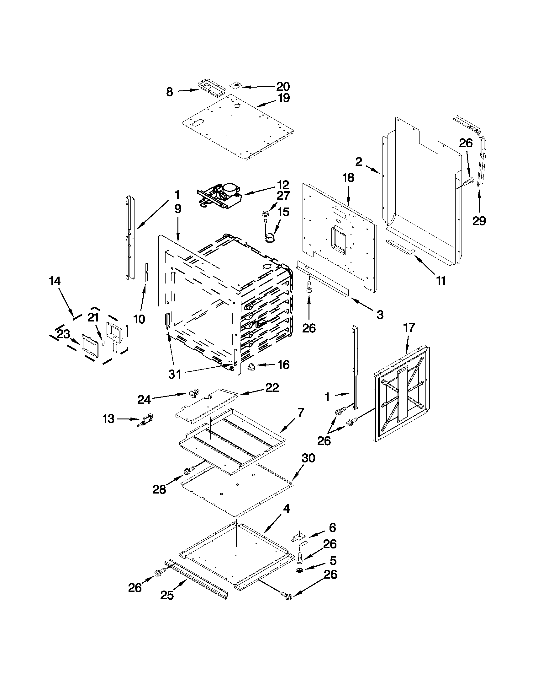 Lower oven parts