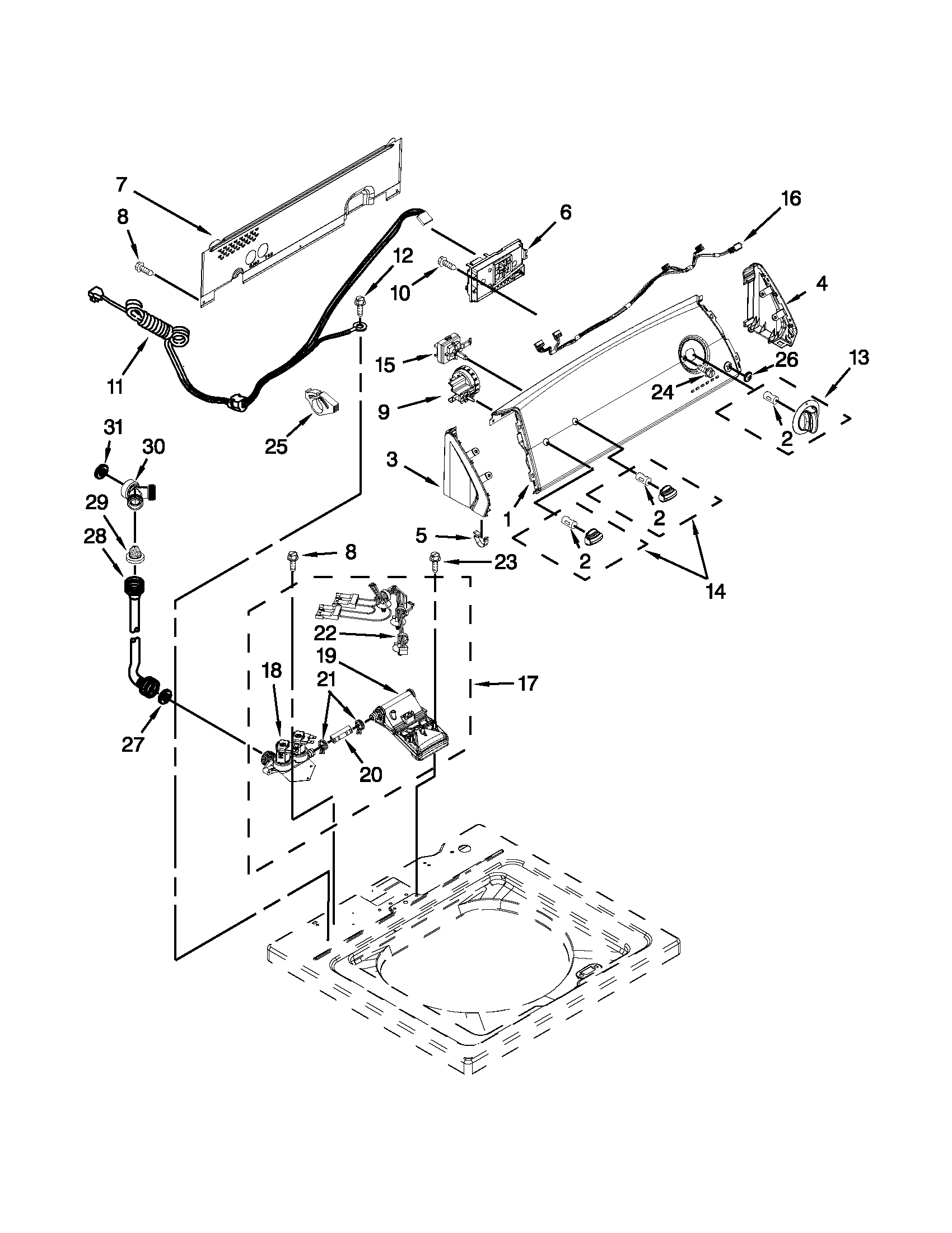 Controls and water inlet parts