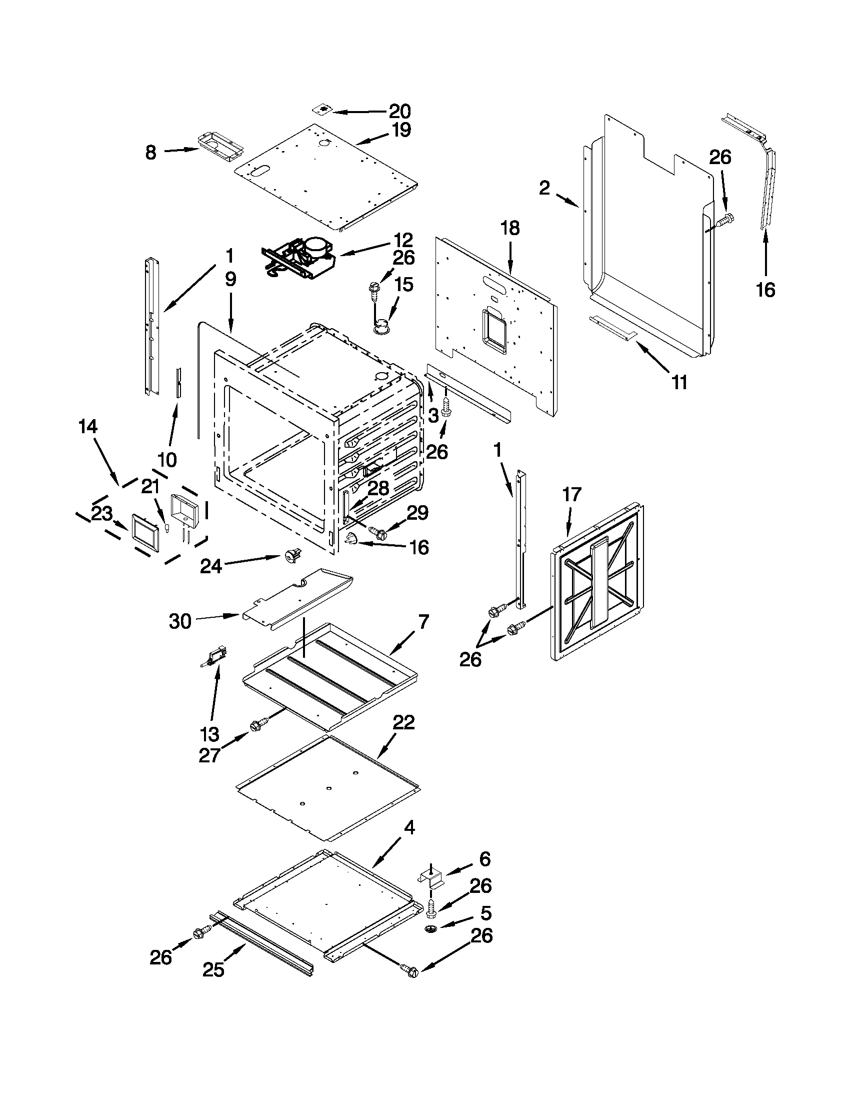 Lower oven parts