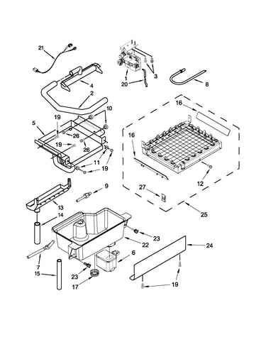 Evaporator, grid, and water parts