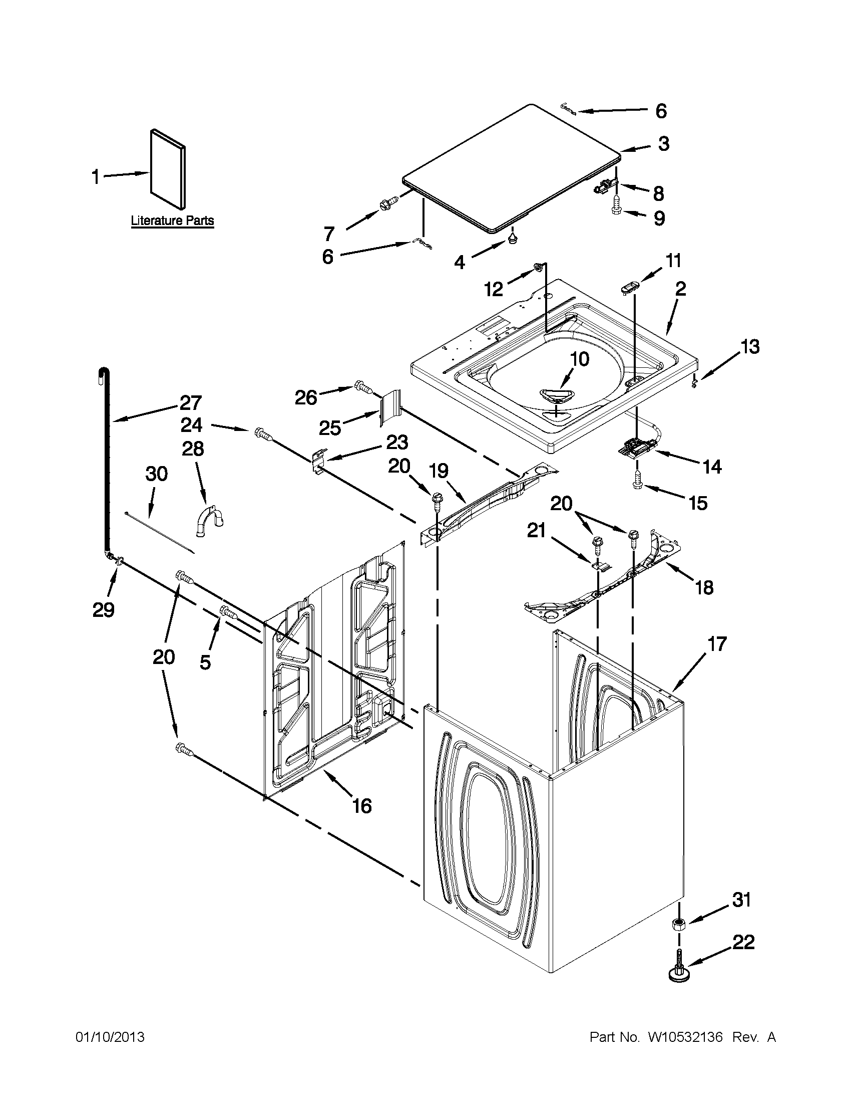 Top and cabinet parts