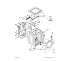 Whirlpool WFW70HEBW0 top and cabinet parts diagram