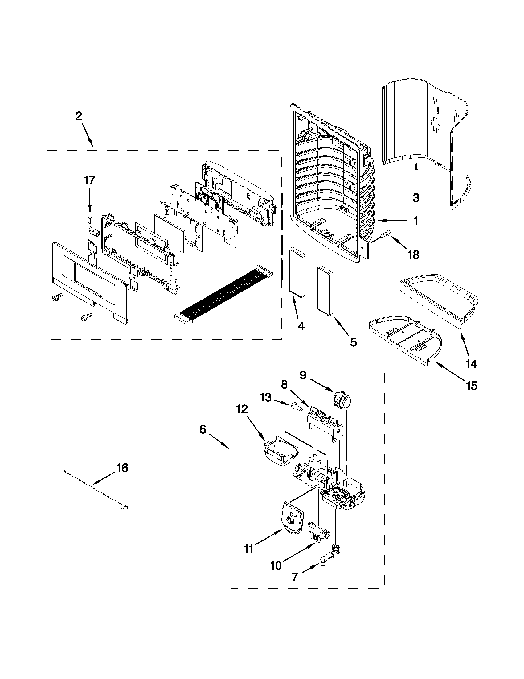 Dispenser front parts
