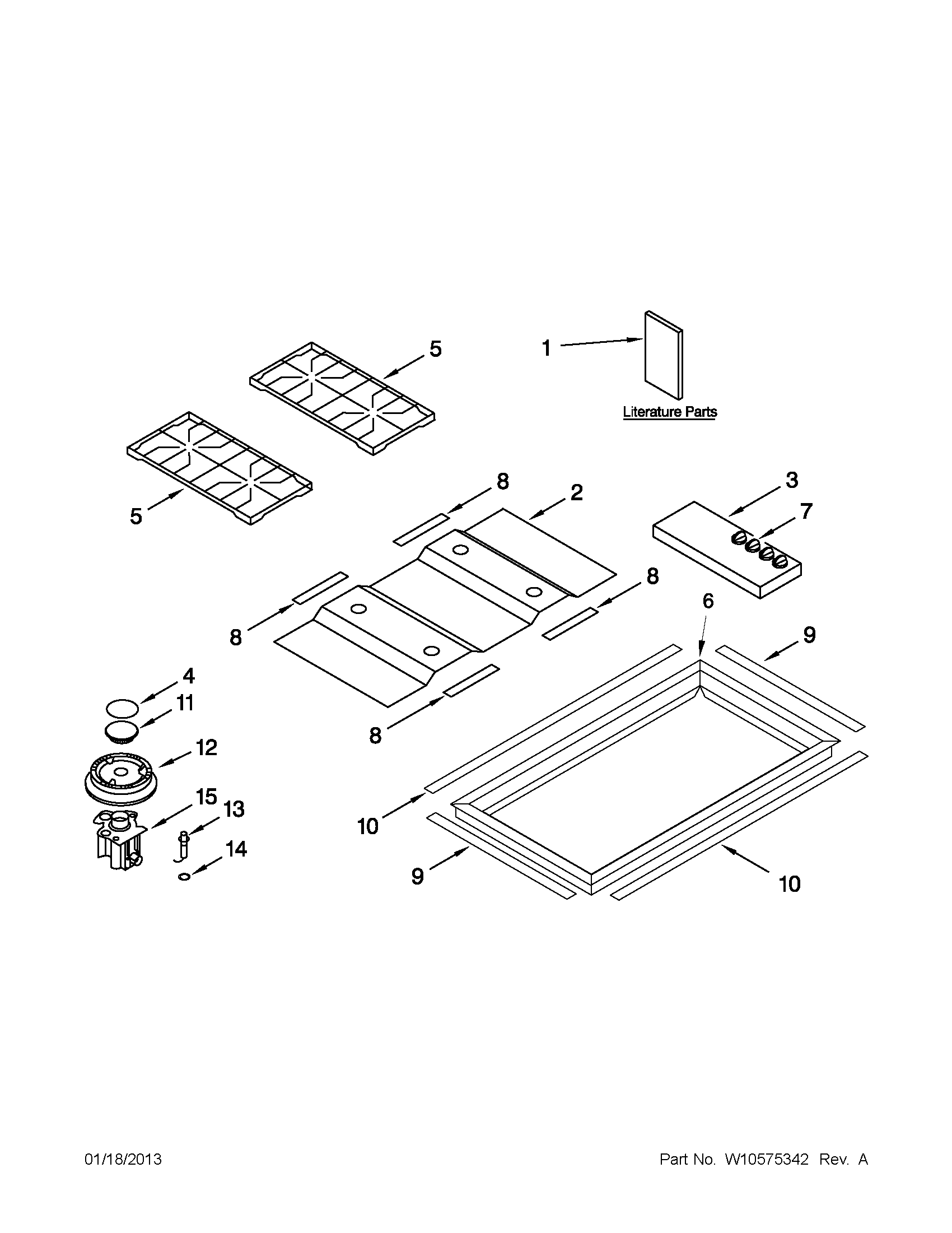 COOKTOP, BURNER AND GRATE PARTS