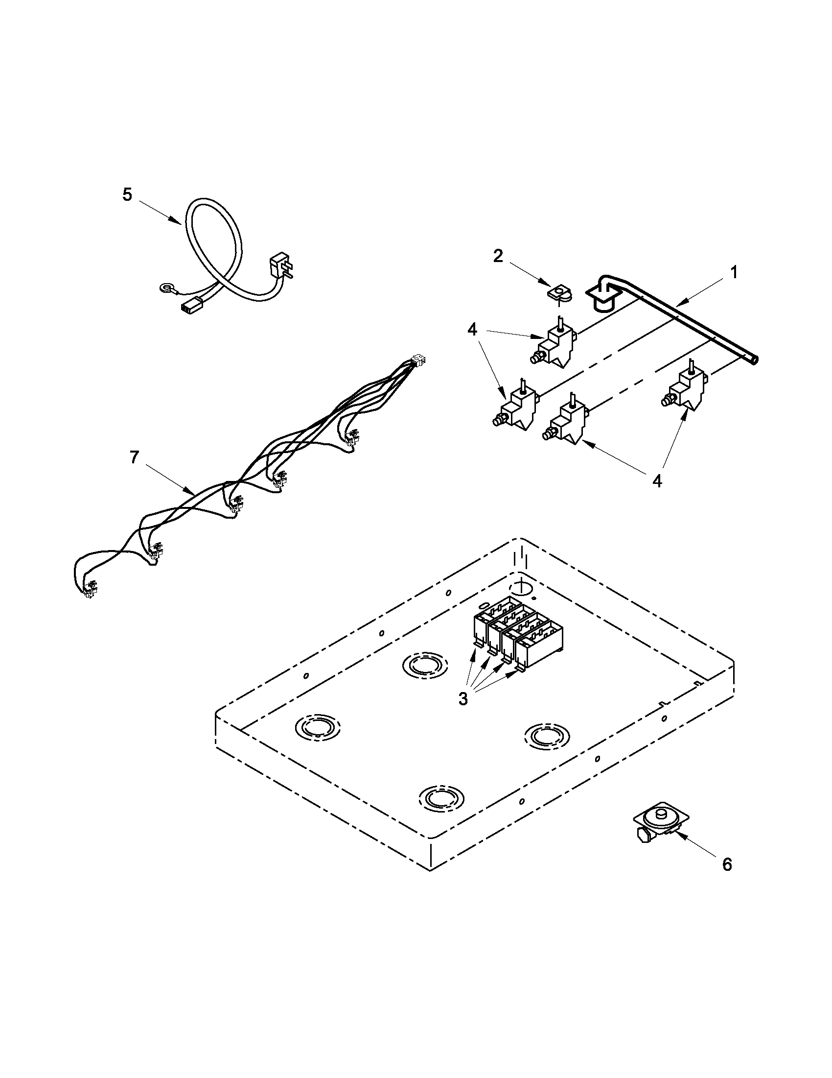 BURNER BOX, GAS VALVES AND SWITCHES