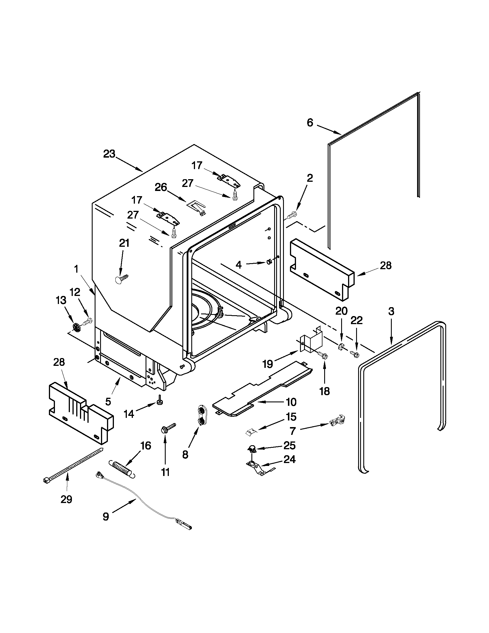 TUB AND FRAME PARTS