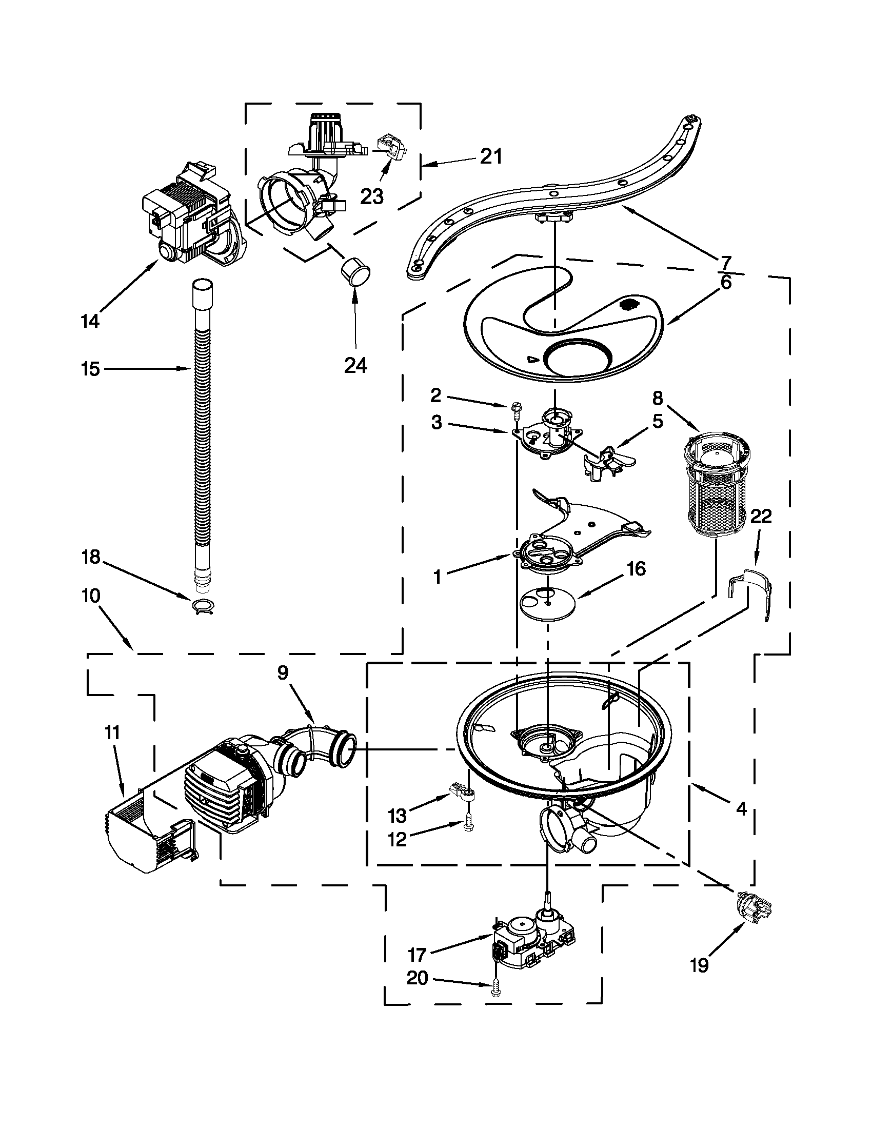 PUMP, WASHARM AND MOTOR PARTS