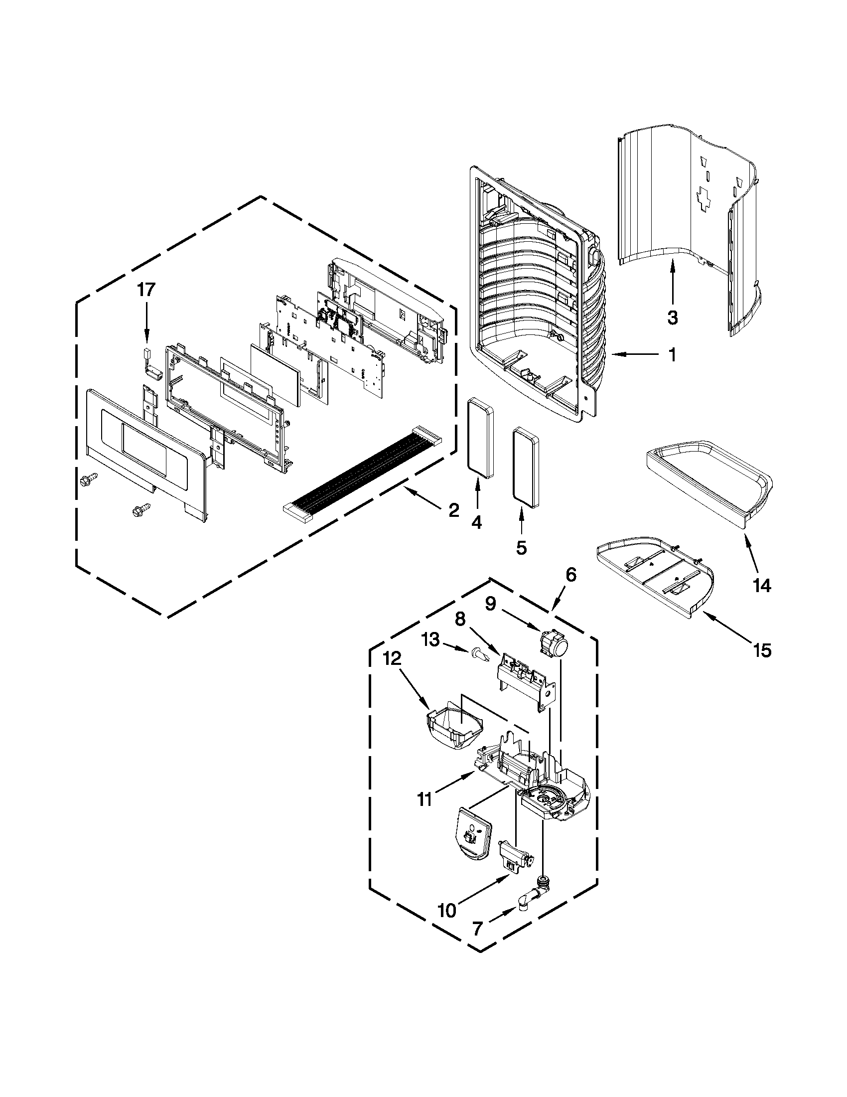 Dispenser front parts