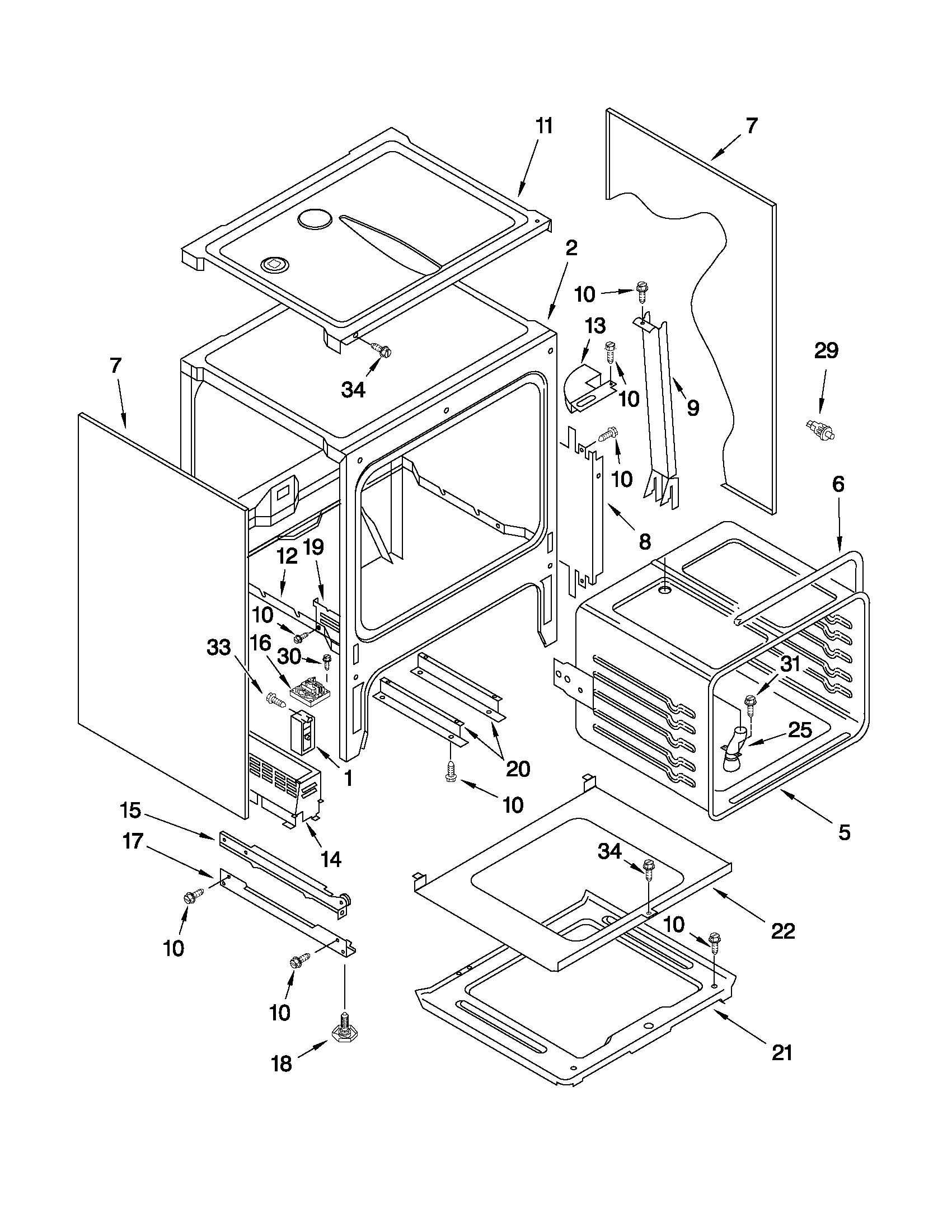 Oven chassis parts