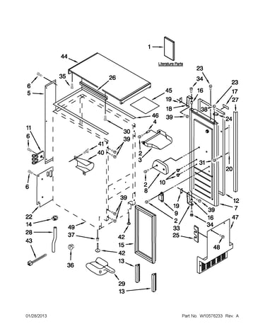 Cabinet liner and door parts