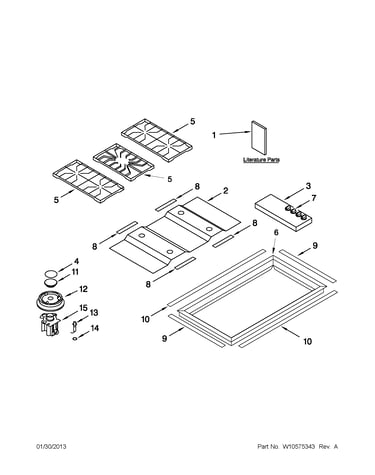 Cooktop, burner and grate parts