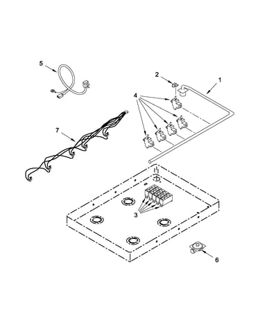 Burner box, gas valves and switches