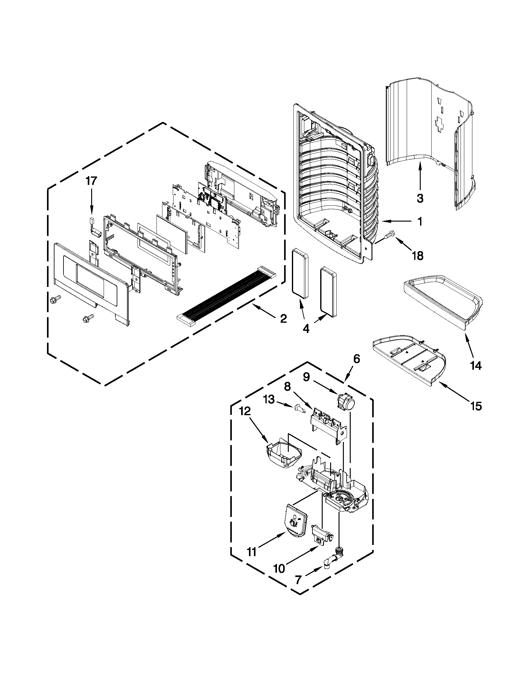 Dispenser front parts