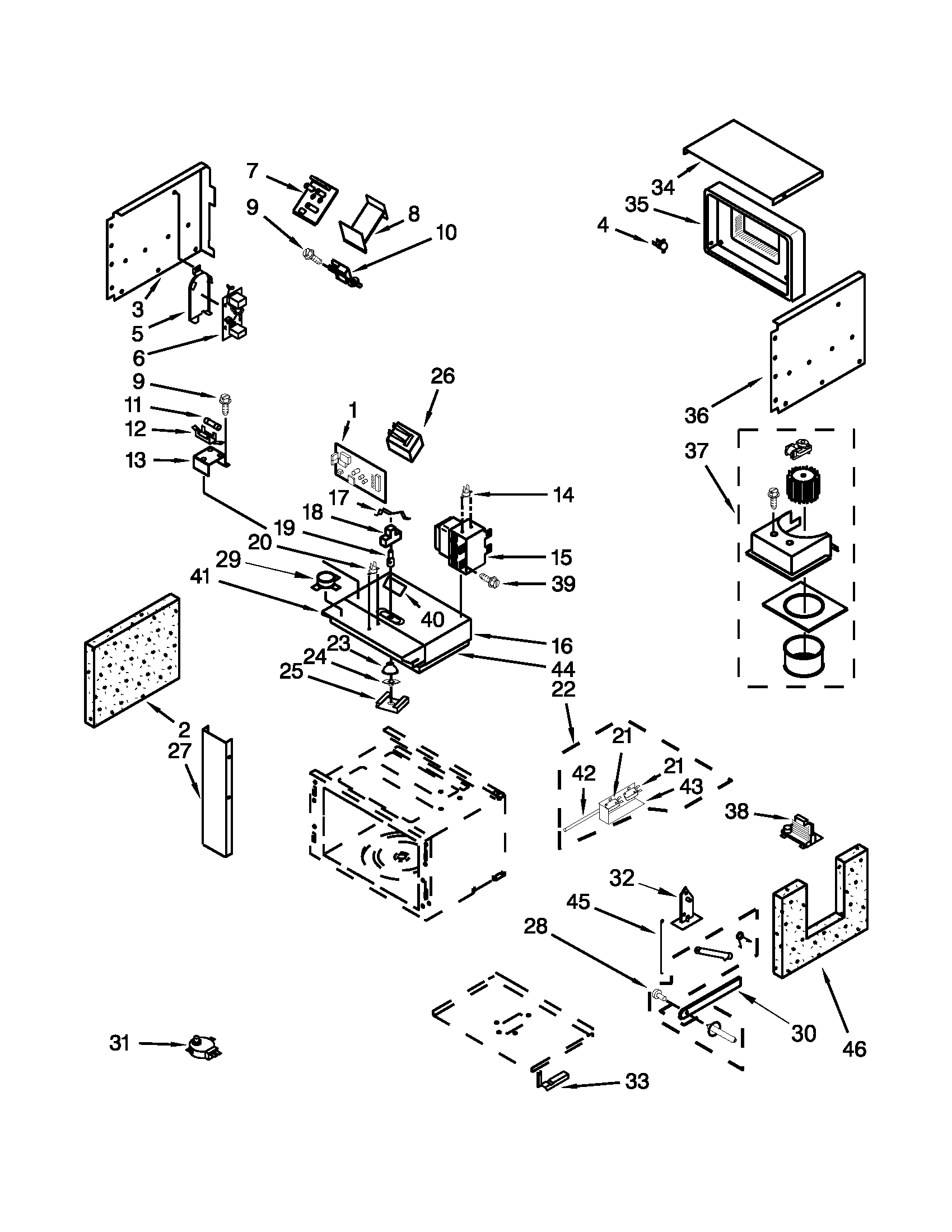 Cabinet and stirrer parts