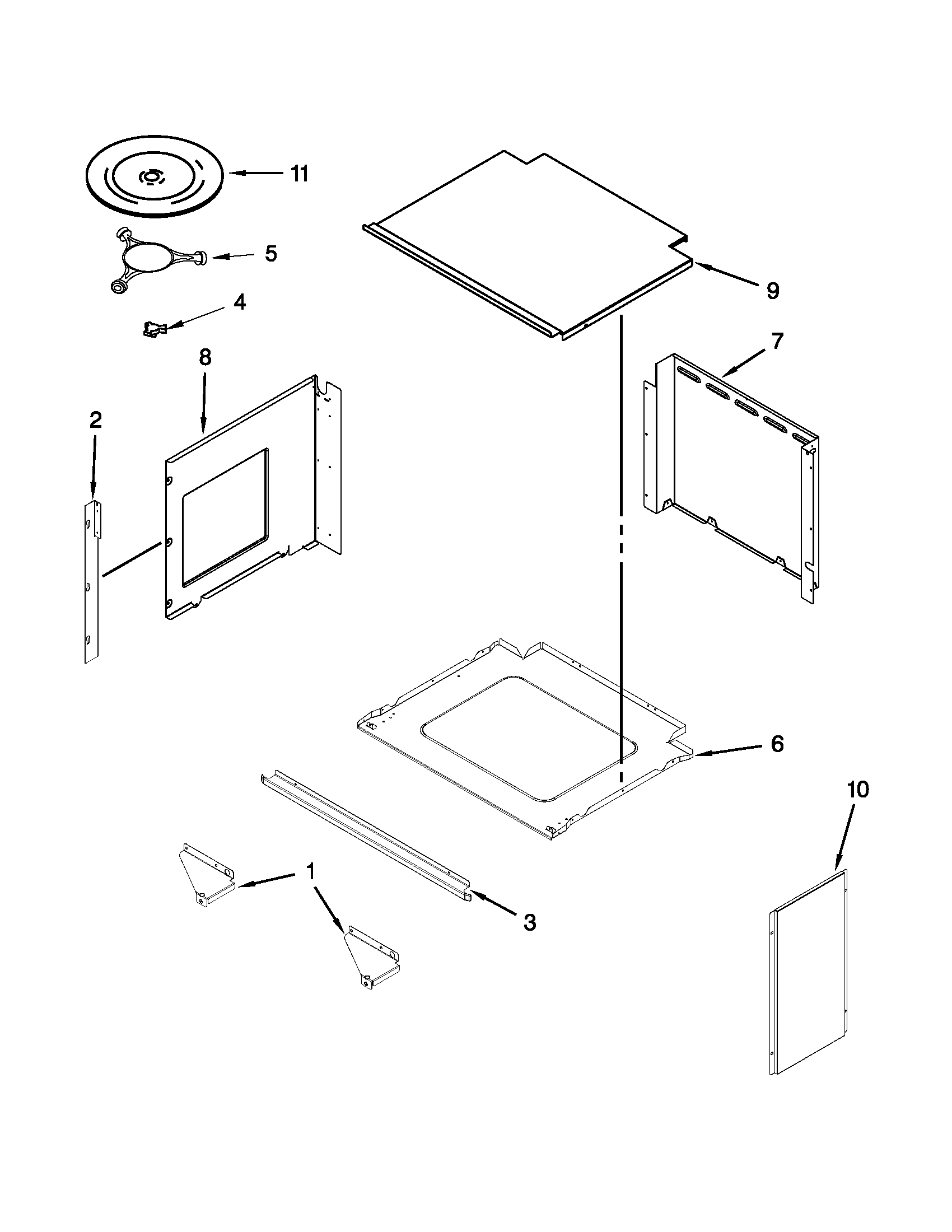 Top support and turntable parts