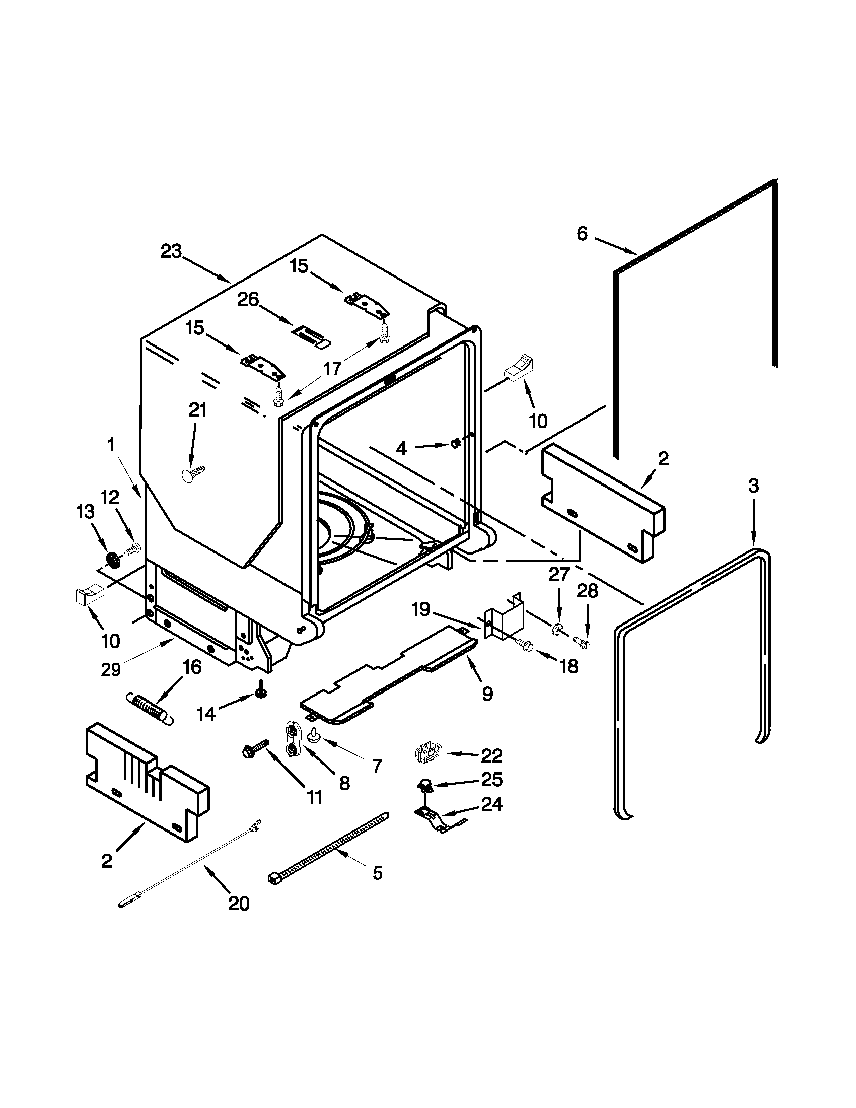 Tub and frame parts