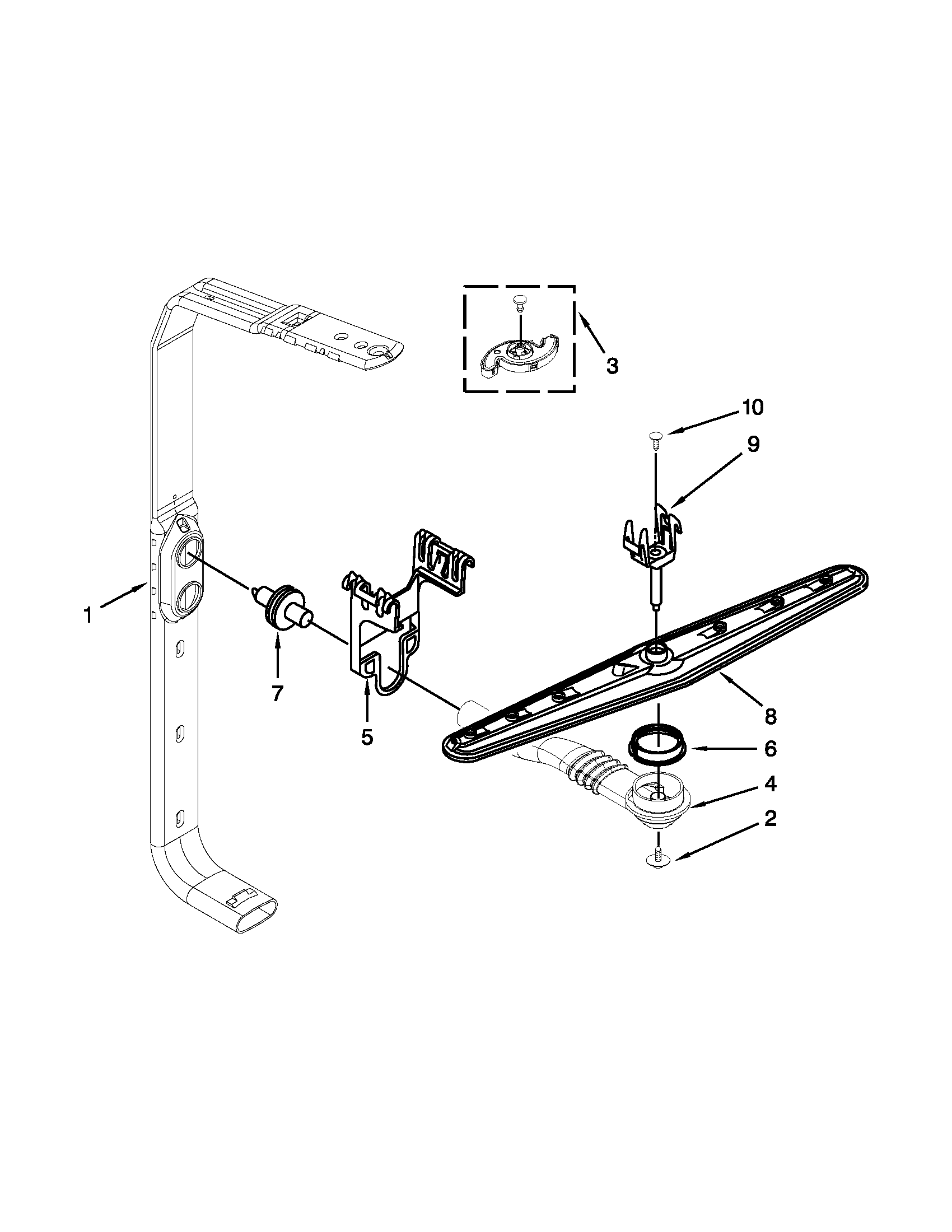 Upper wash and rinse parts