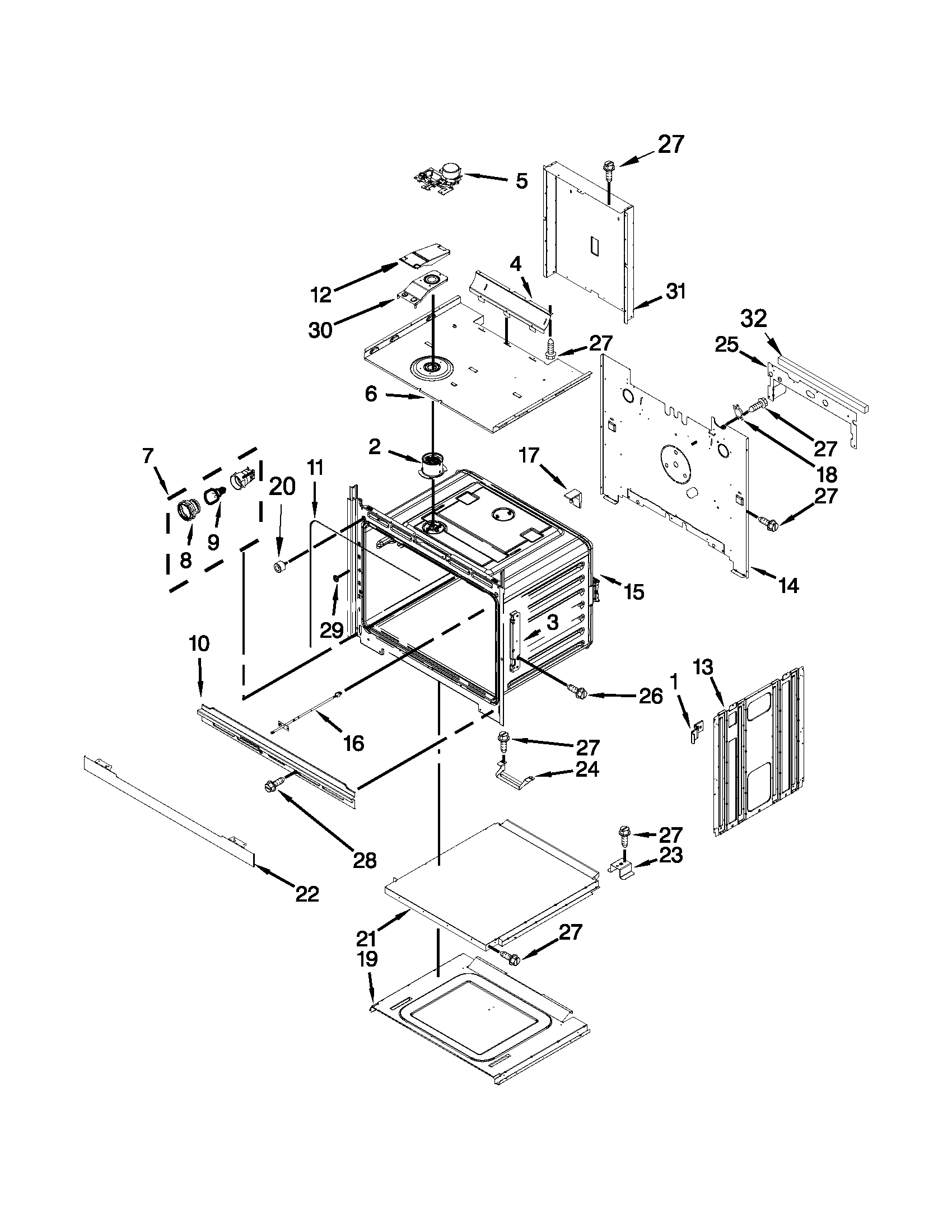 Upper oven parts