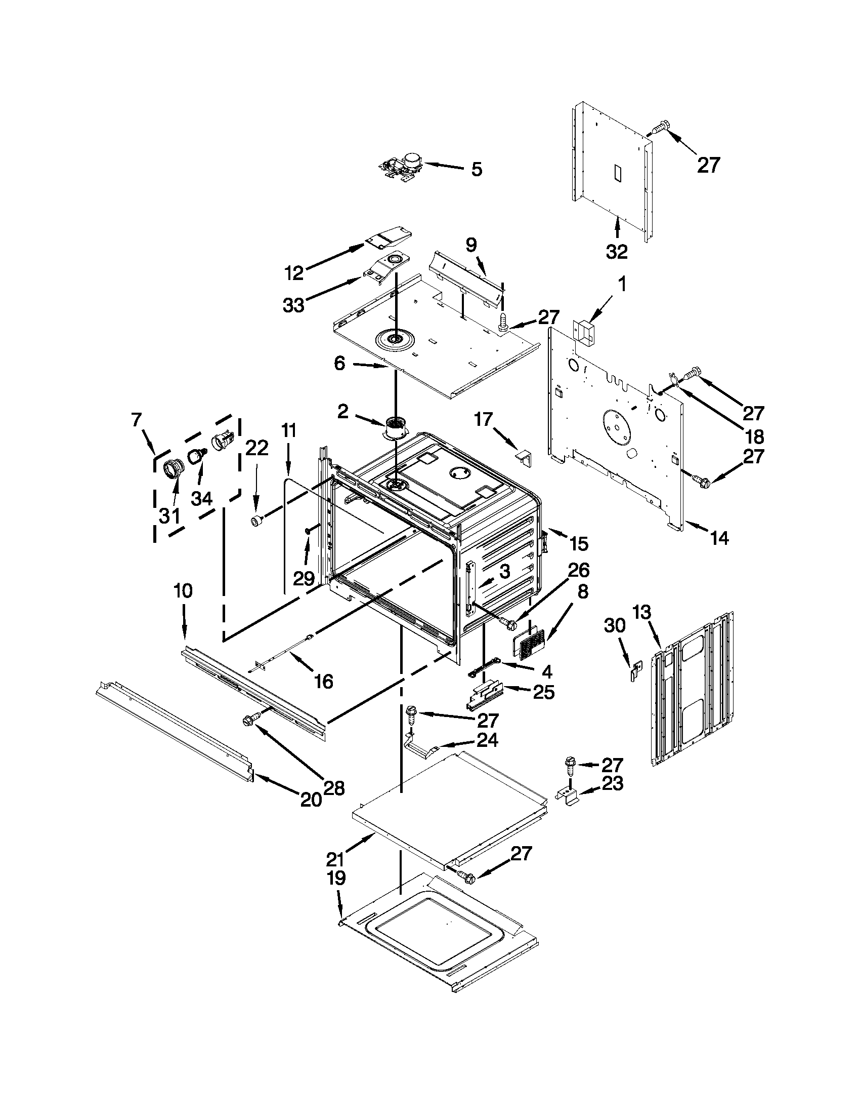 Lower oven parts
