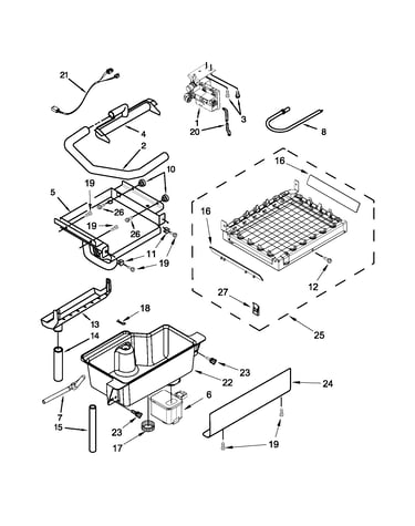 Evaporator, grid, and water parts