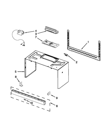 Cabinet and installation parts
