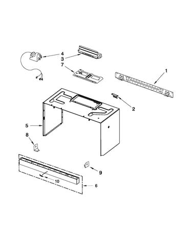 Cabinet and installation parts