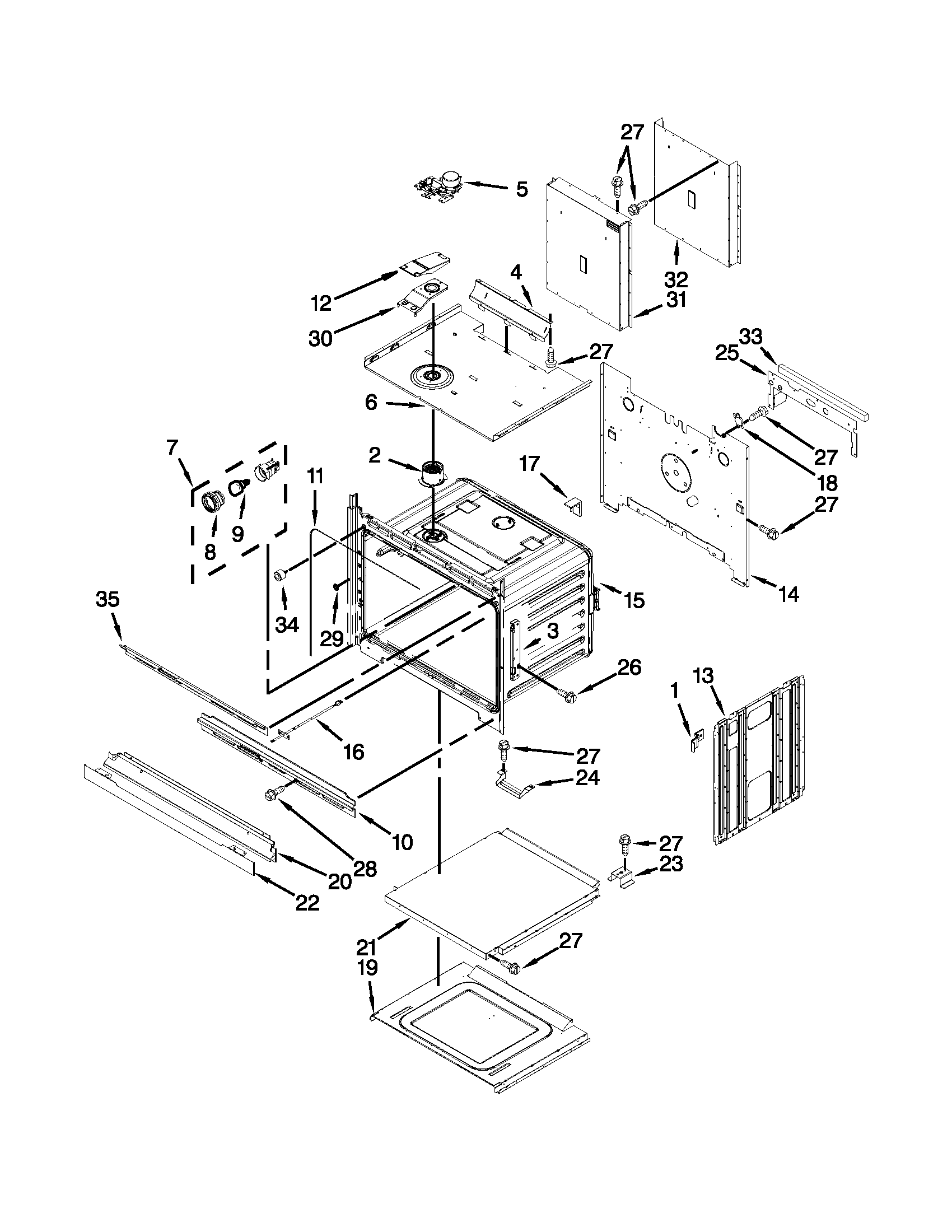 Upper oven parts